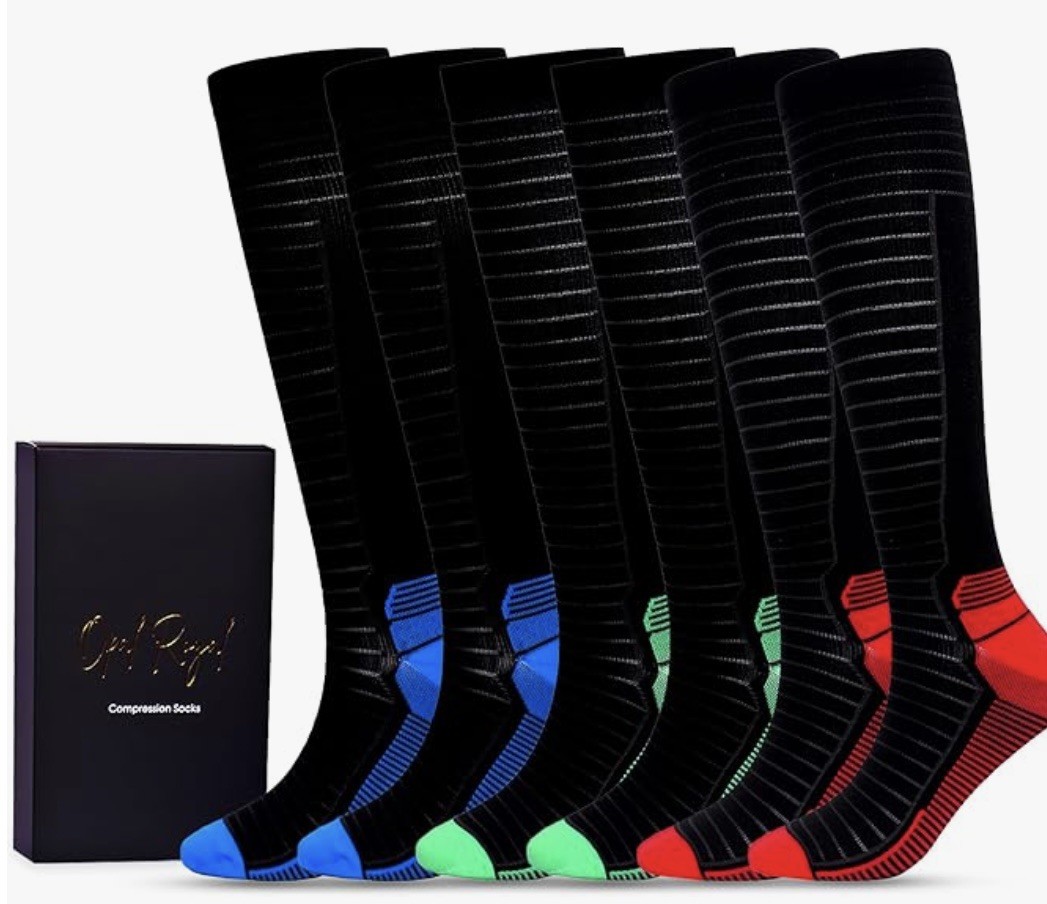 Compression Socks-Opal Royal-NEW-3 Prs-Wom-Men-S/M-Graduated Comp-20-30 MMHG