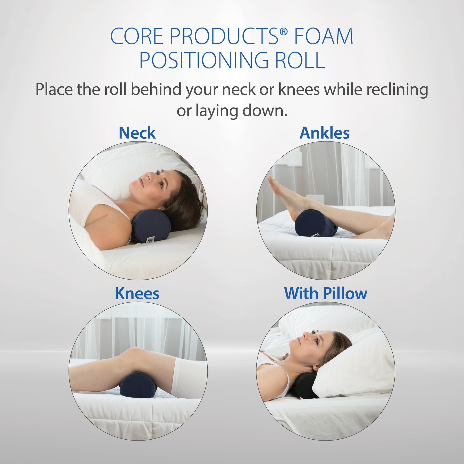 Core Products Foam Comfort Support Bolster Roll Under Neck Back Knees Ankles USA