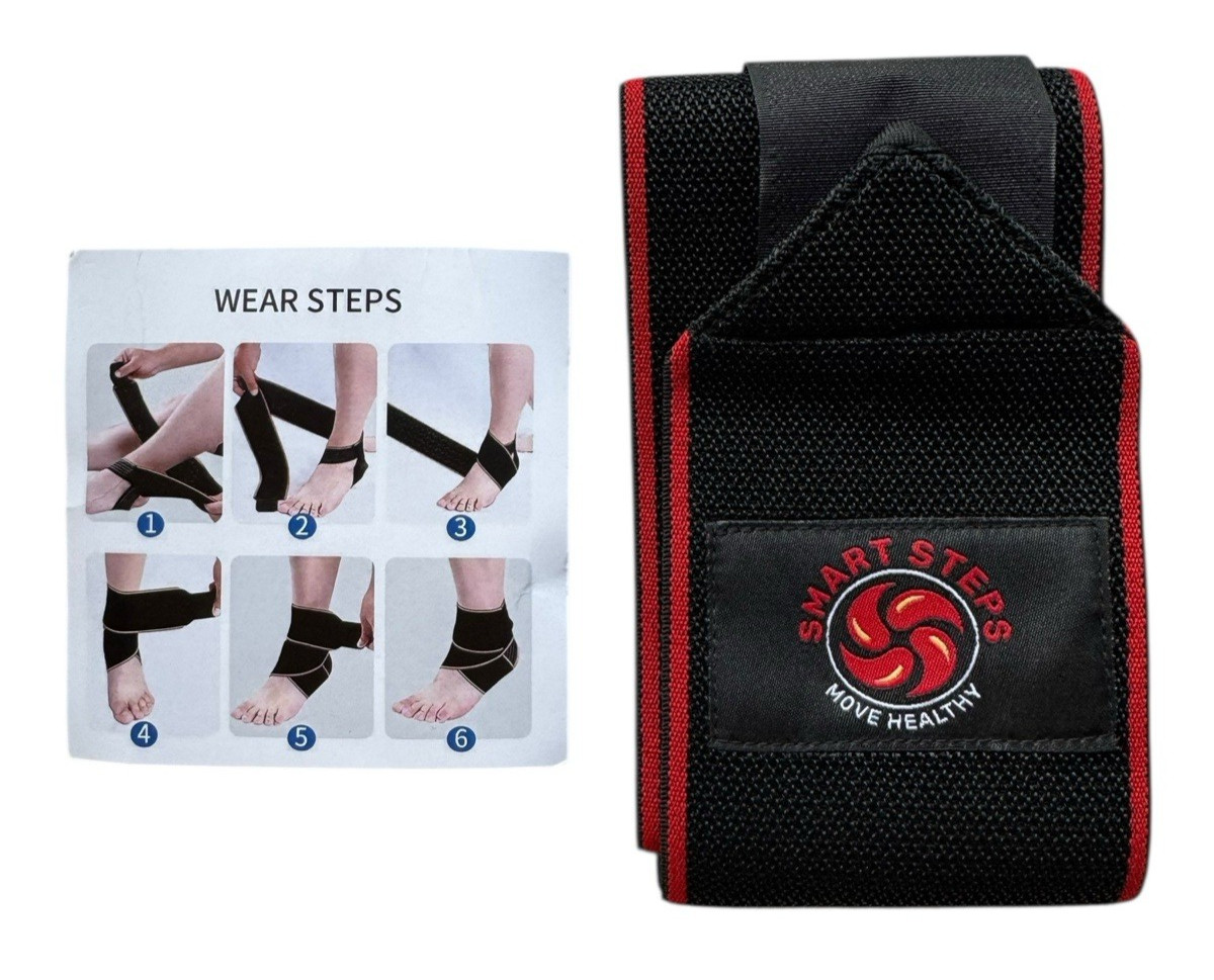 Smart Steps Ankle Wrap with Loop – Plantar Fasciitis Tendonitis Sprain – 1 Size