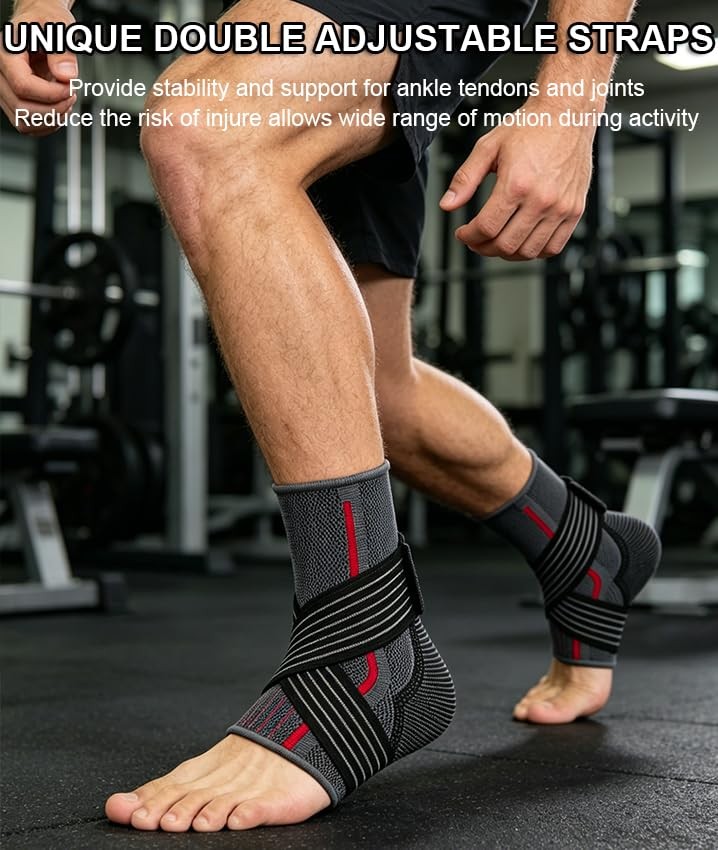 2 Pcs Ankle Support Brace Adjustable Foot Support Ankle Sleeves for Sports