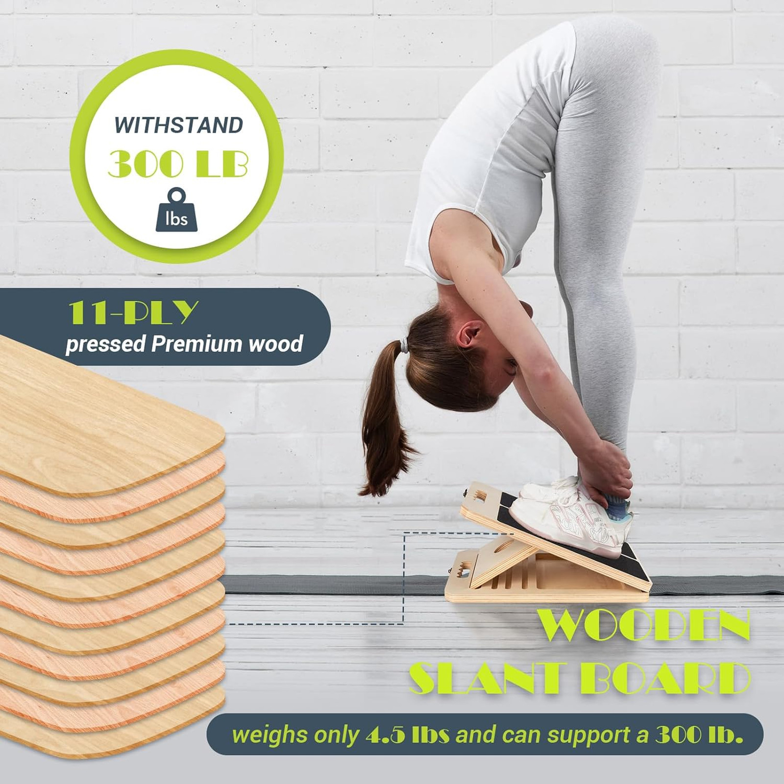 Calf Stretching Slant Board Adjustable Wooden Incline Balance Board With