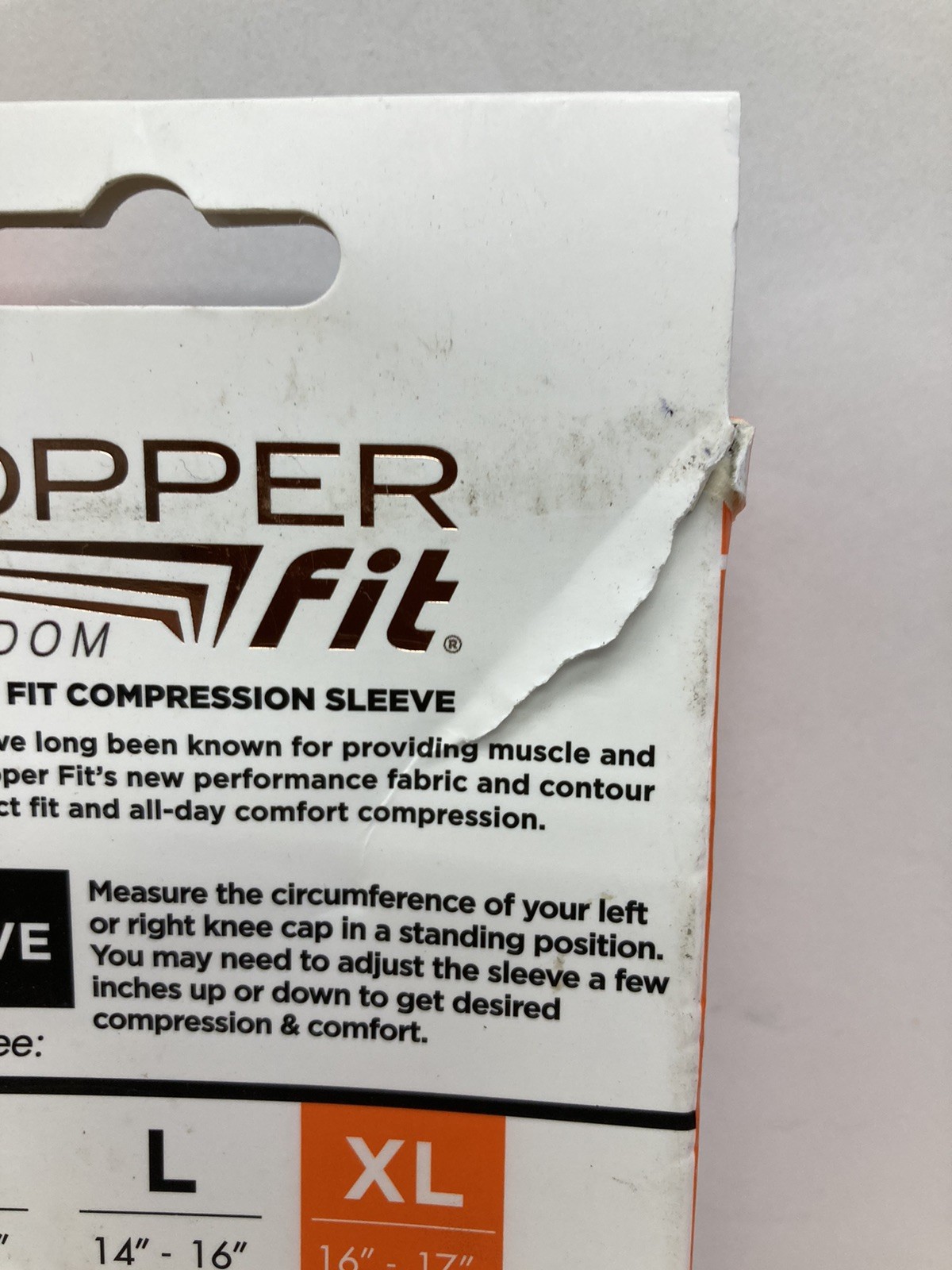 Copper Fit The Original Compression 1 KNEE SLEEVE XL, UNISEX 16”-17”