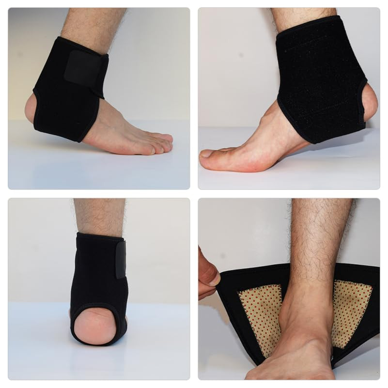 2Pcs Adjustable Ankle Wrap Protector Self Heating Magnetic Ankle Brace for Sprai