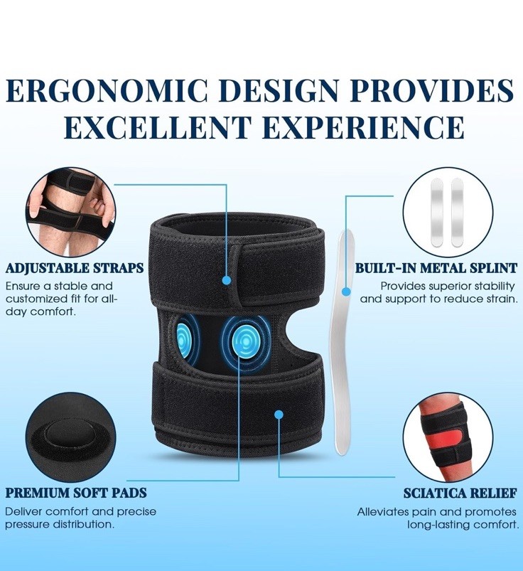 Adjustable Calf/Leg Brace Silicone Pads Metal Splints Pain Relief Black One Size