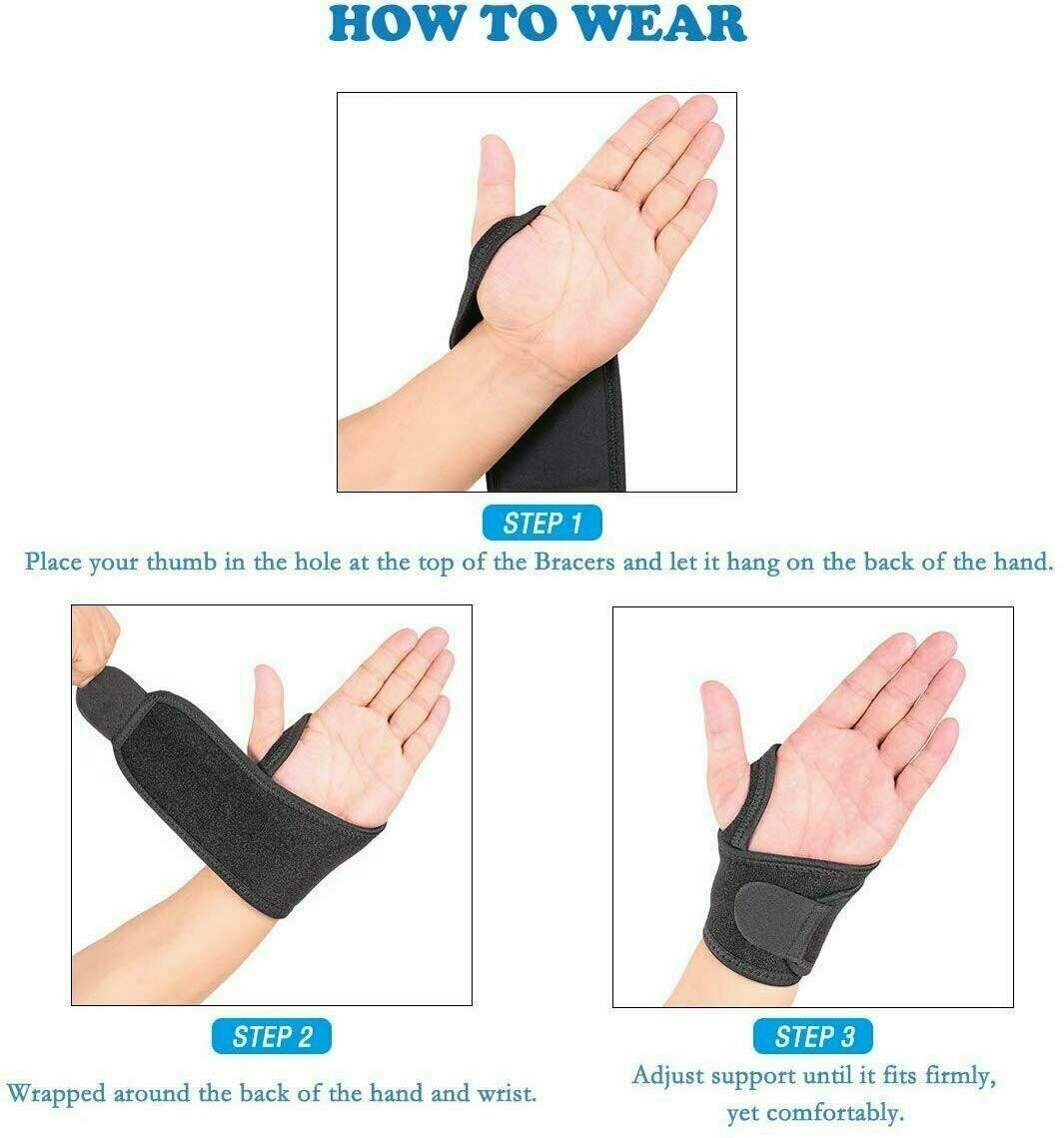 1-2Pc Left Right Wrist Hand Support Brace Carpal Tunnel Arthritis Gym Sports US