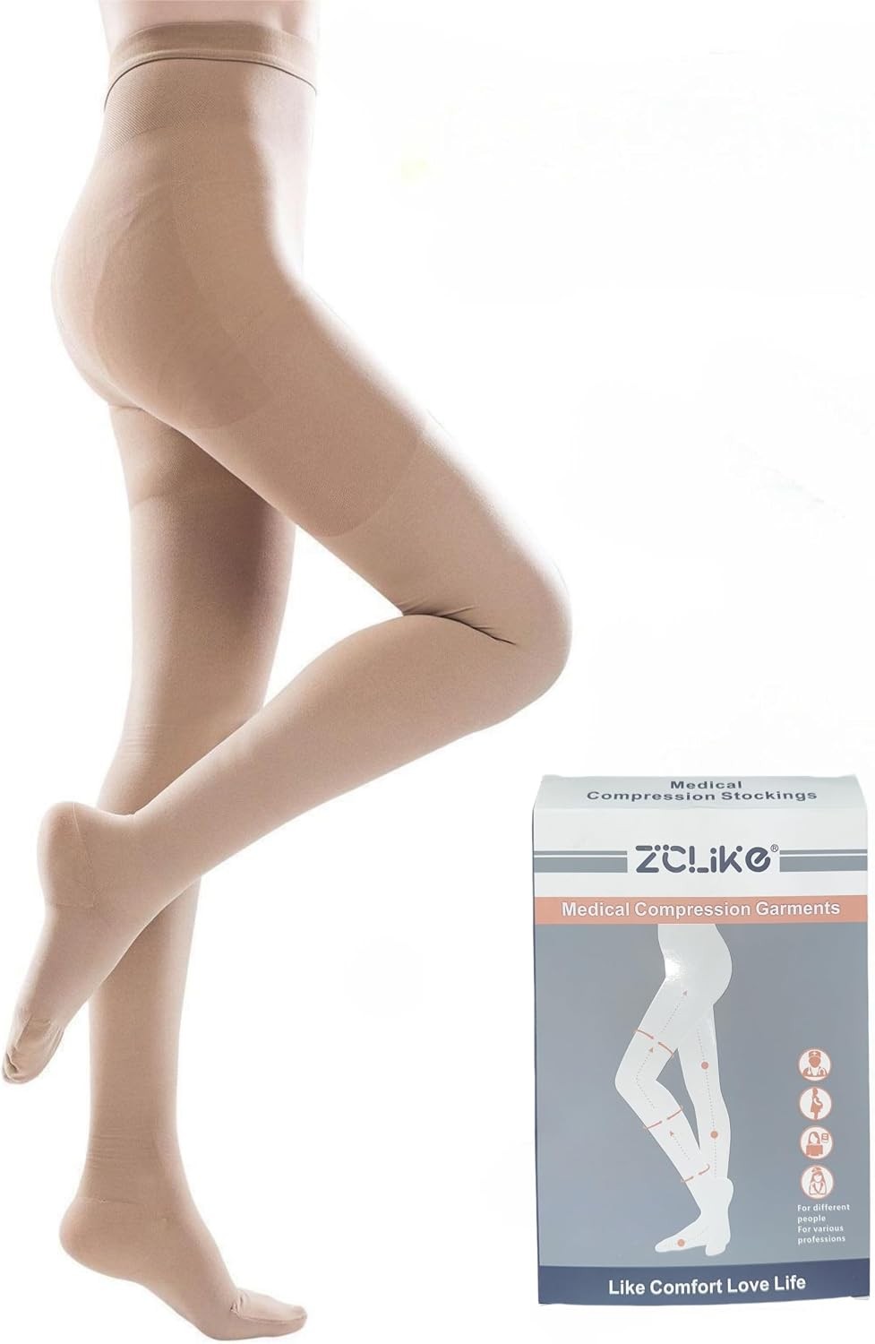 ZCLIKE 20-30 mmHg Closed Toe Compression Pantyhose