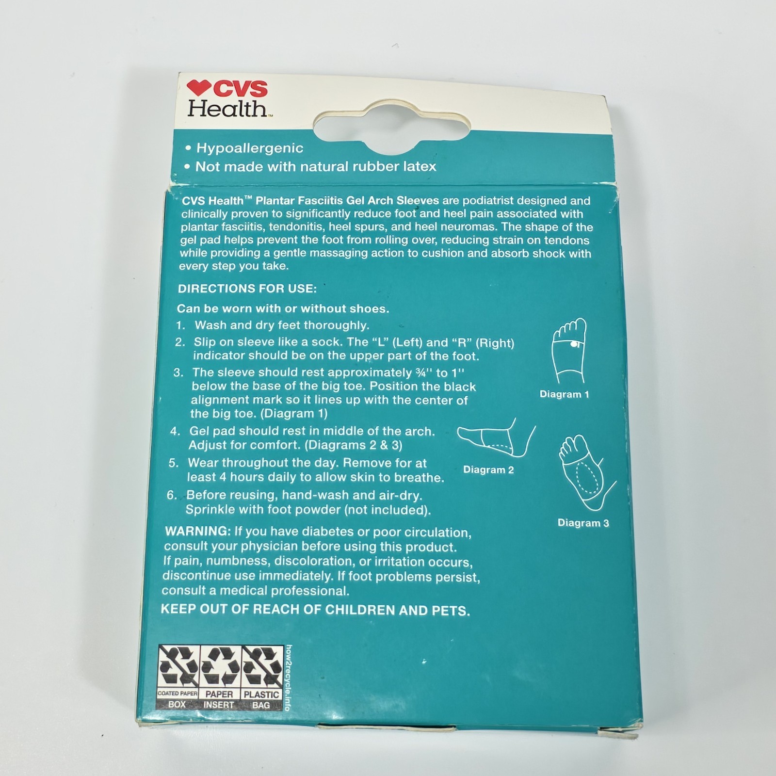 CVS Health Plantar Fasciitis Gel Arch Sleeves Heel Foot Pain Relief 1 Pair