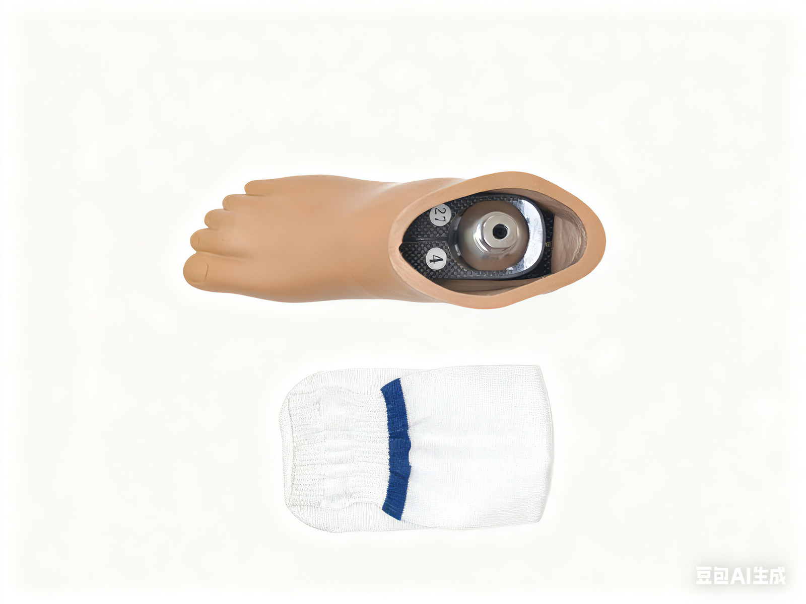 Carbon Fiber Prosthetic Foot Kit w/ Shell, Sock & Forefoot Pad 22-28cm L/R