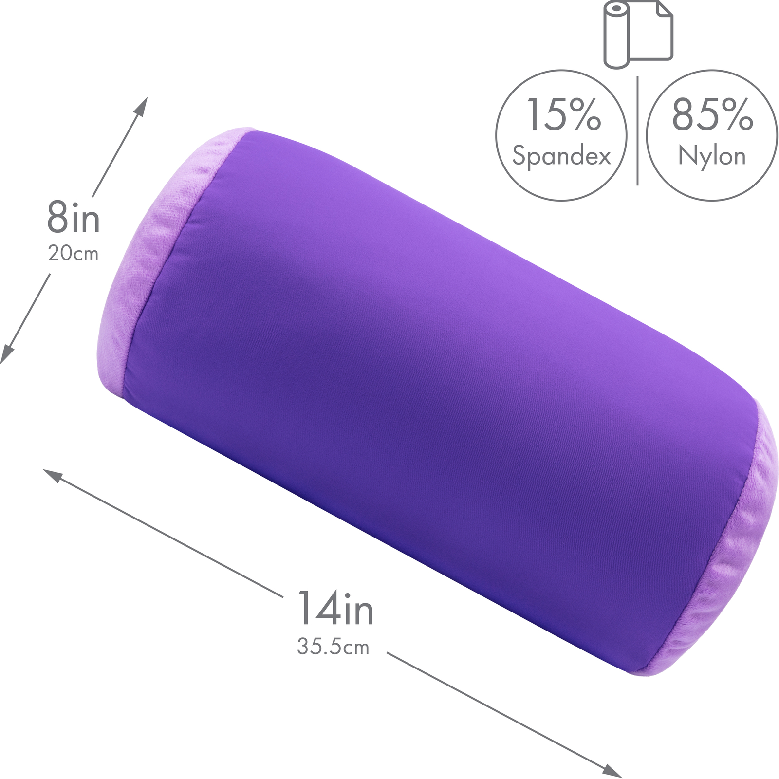 Microbead Bolster Neck Roll Pillow – Silky Feel, 14″ x 8″, Dark Lavender