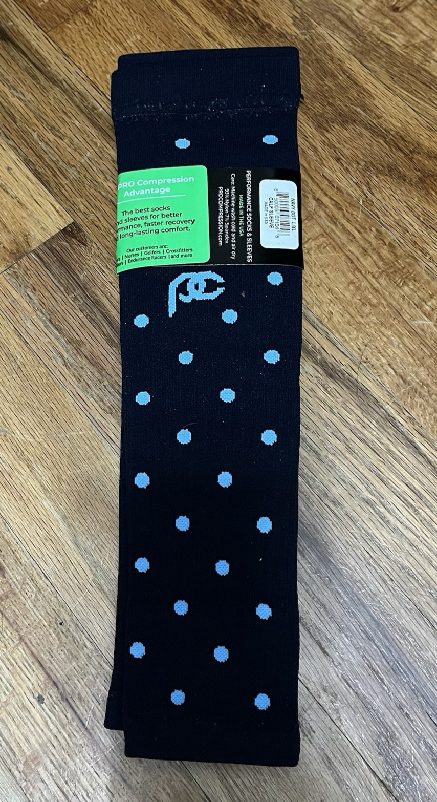 ProCompression Calf Sleeve Set Graduated Compression Navy Dot Size L/XL NEW