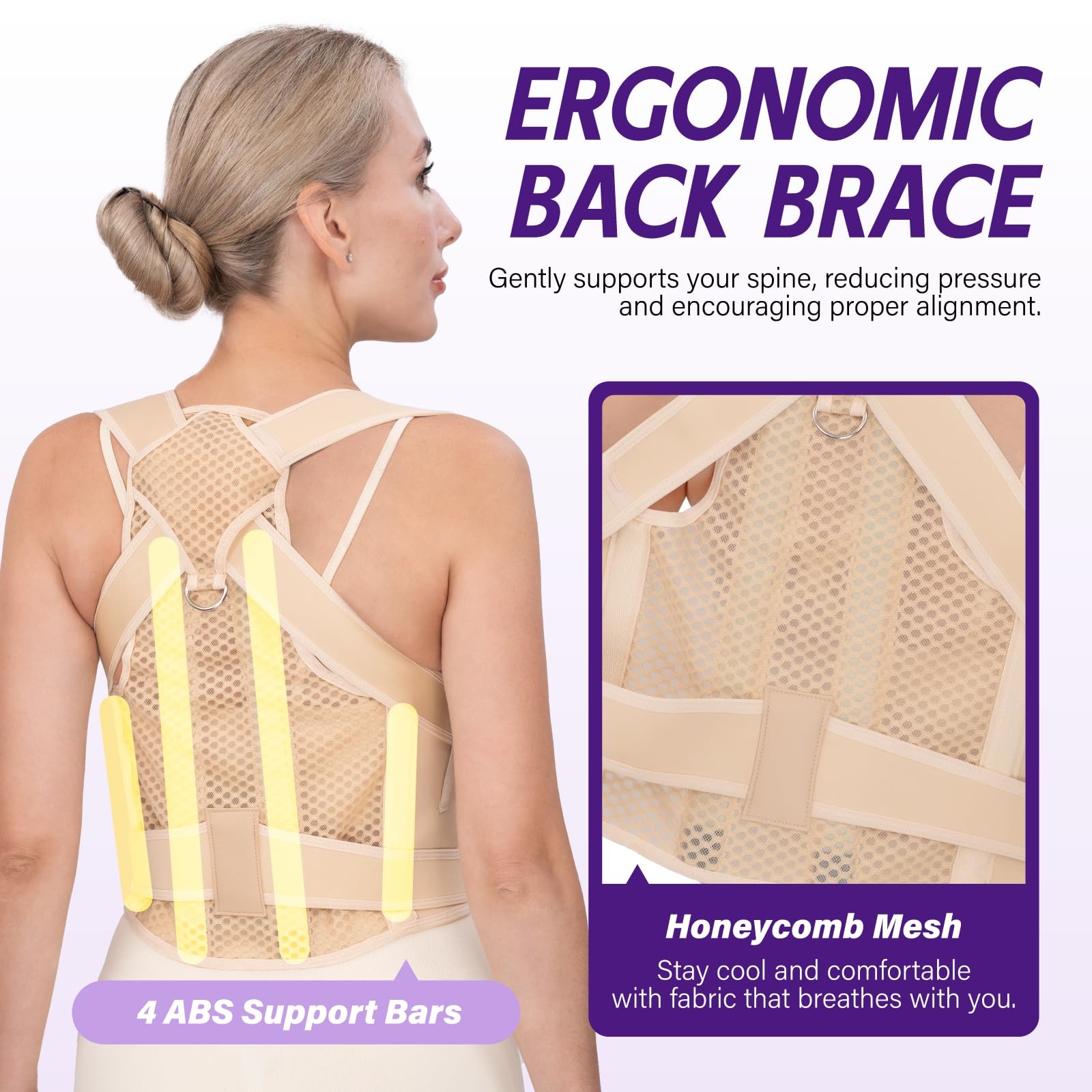 Back Brace Posture Corrector for & Men, Adjustable Full Back , Shoulder Strai…