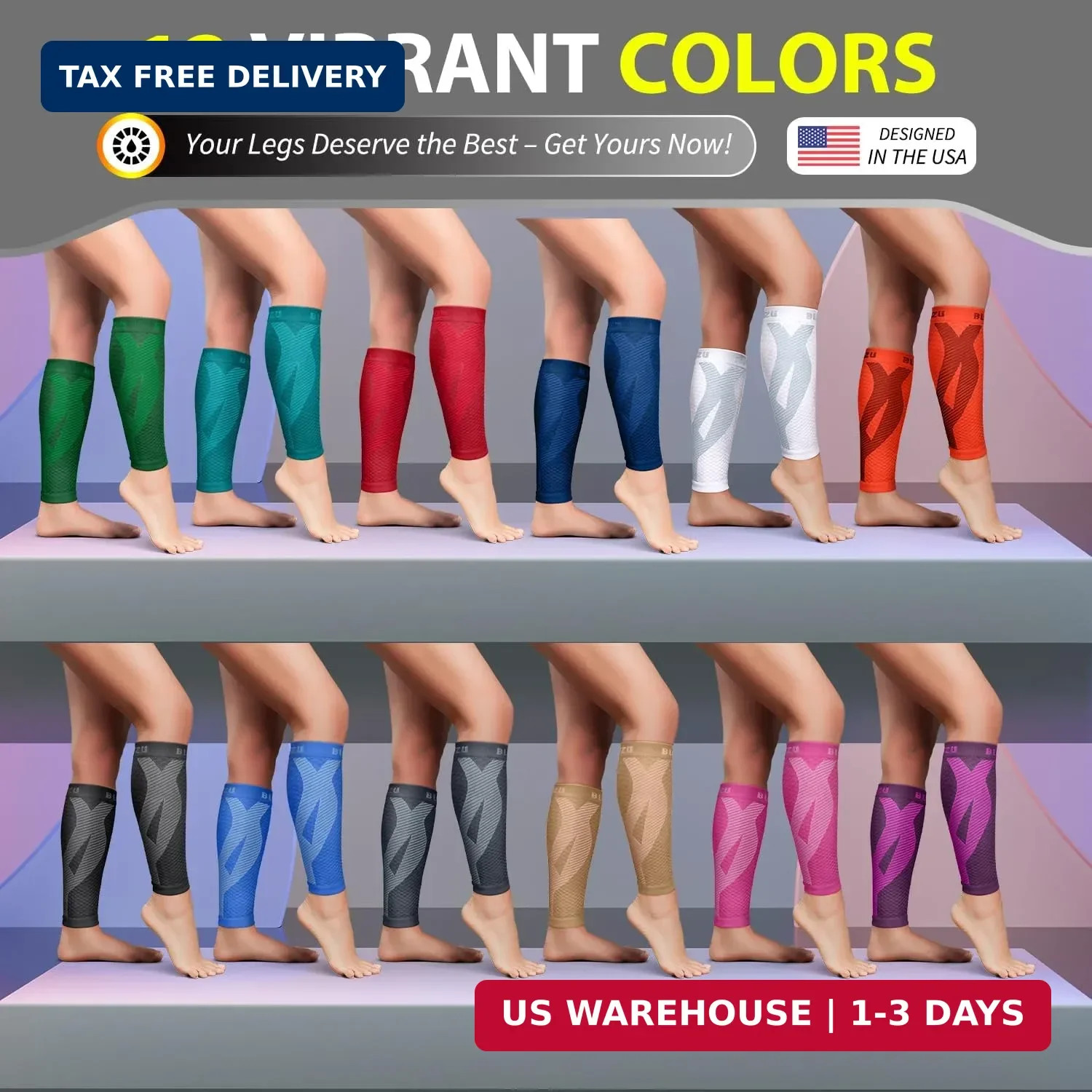 BLITZU Calf Compression Sleeve for Men & Women Footless Compression Socks Suppor
