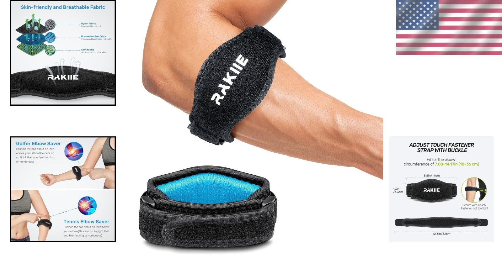 Lightweight Tennis Elbow Brace with Compression for Pain Relief – Adult Size