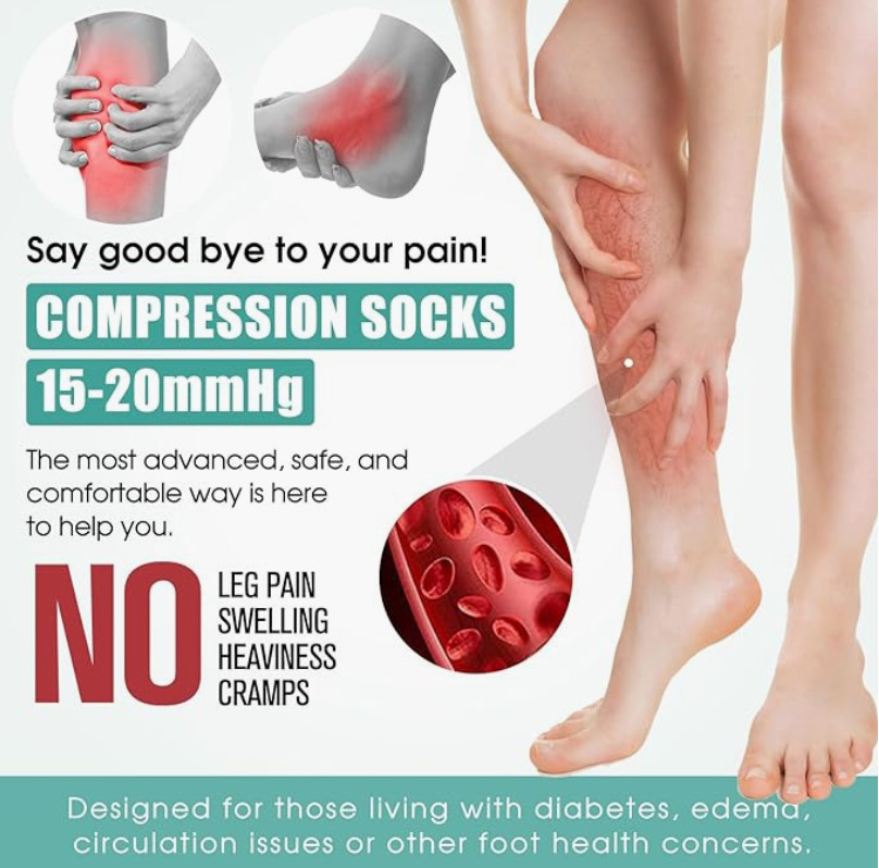 6 Pack Medical Compression Sock Running Nursing Sports Black L/XL