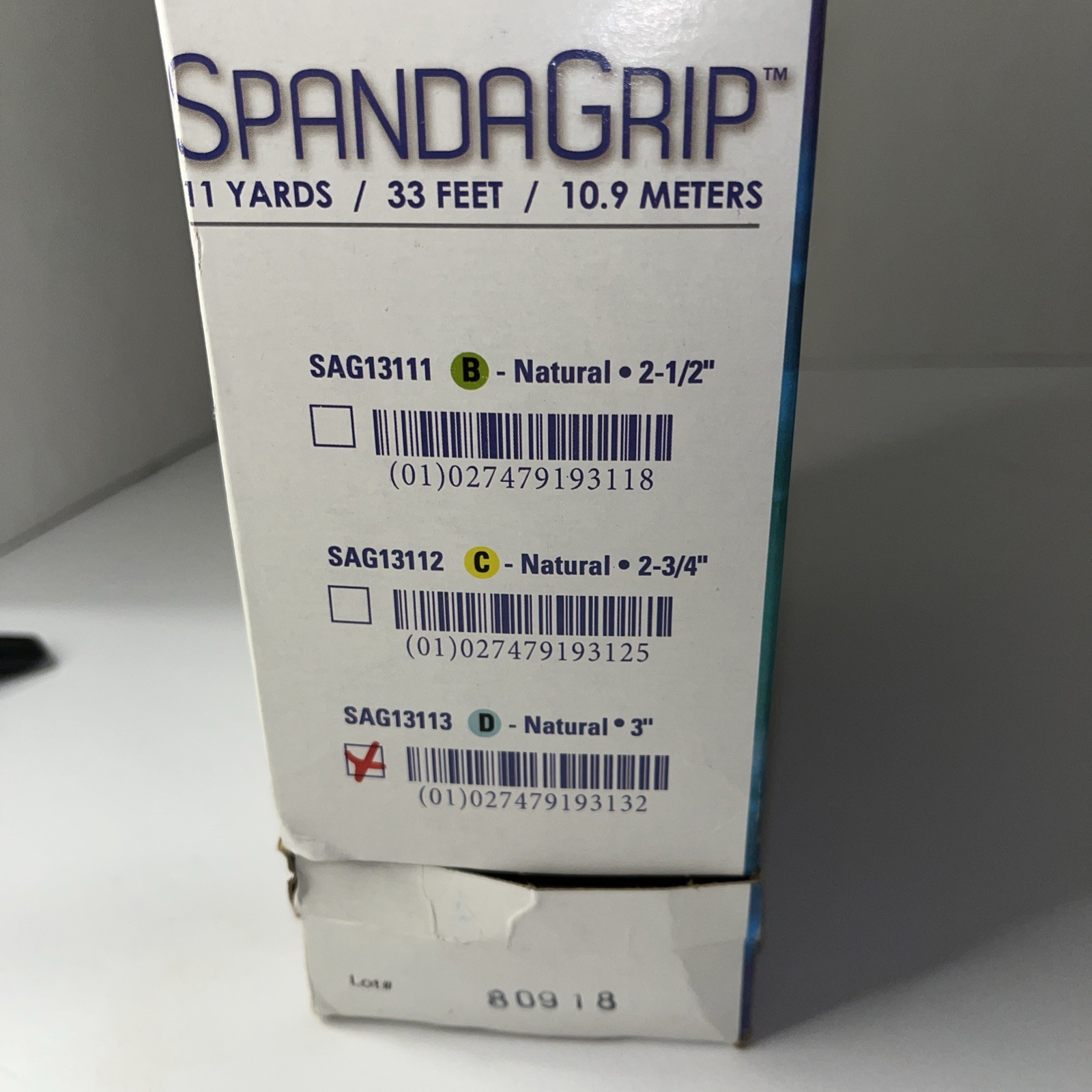 Spandagrip Tubular Elastic Support Bandage Roll 3” x 11 yds Size D Open Box