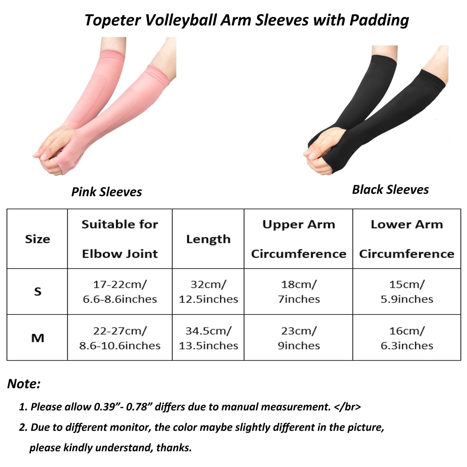 Unisex Padded Compression Forearm Volleyball Sports Arm Sleeves Athletics 1 PR