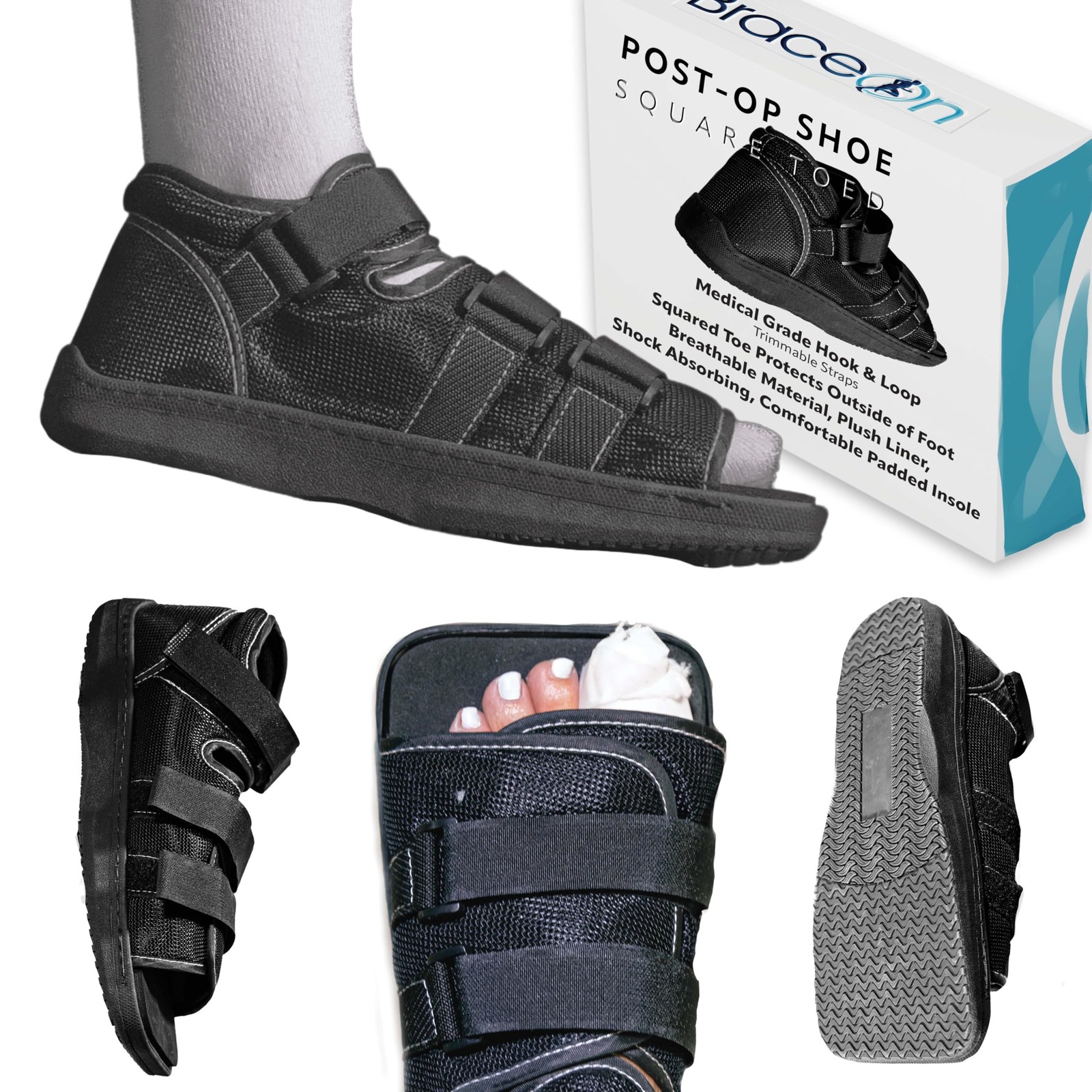 Post Op Shoe – Adjustable Orthopedic Walking Shoe for Women & Men – Square Op…