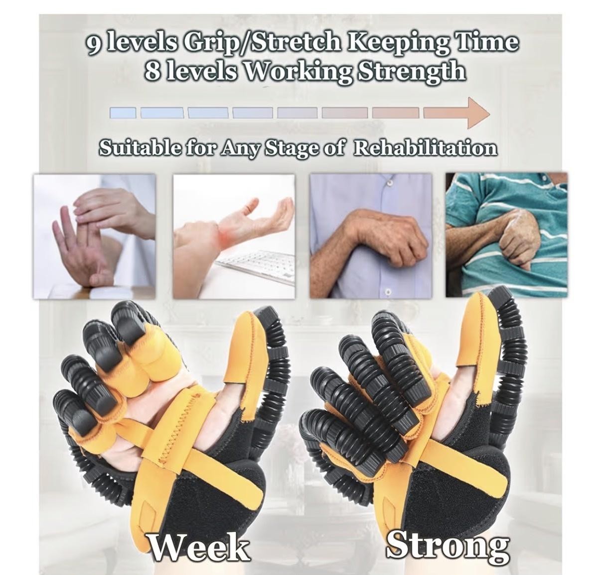 XiangAi Rehab Robot Glove Orthosis Black Hand Large Arthritis Stroke Aid