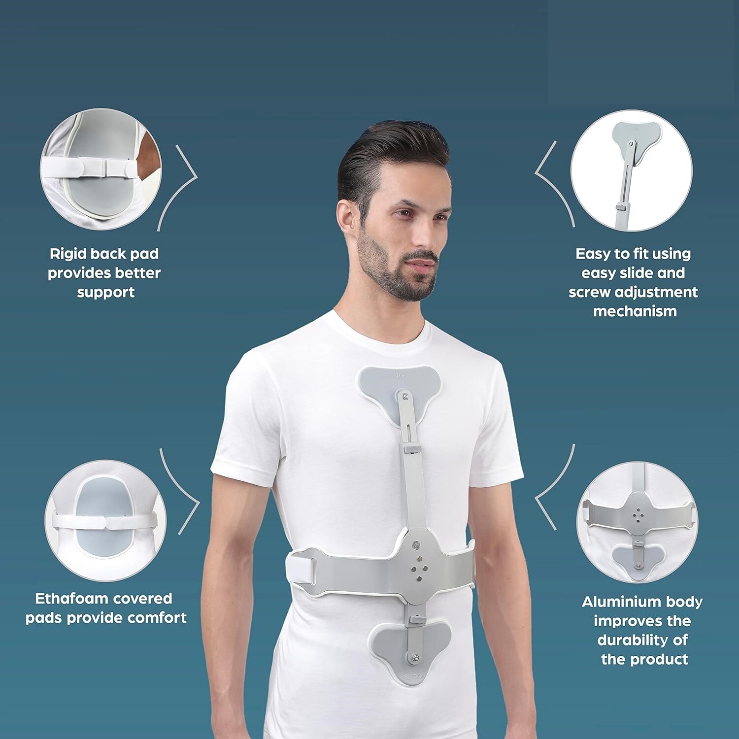 Ash Brace (Hyper Extension Brace), Silver, 1 Set
