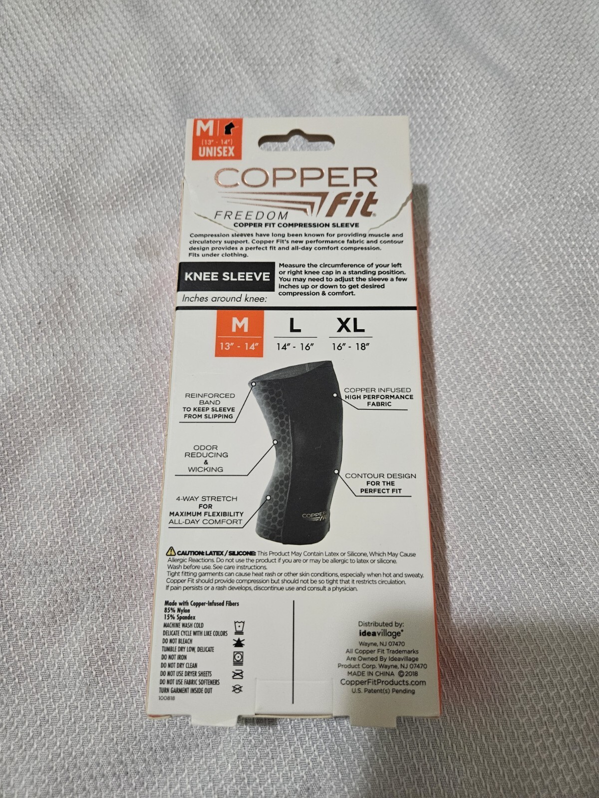 Copper Fit Freedom Knee Compression Sleeve Unisex Medium 13″ to 14″ Black New E4