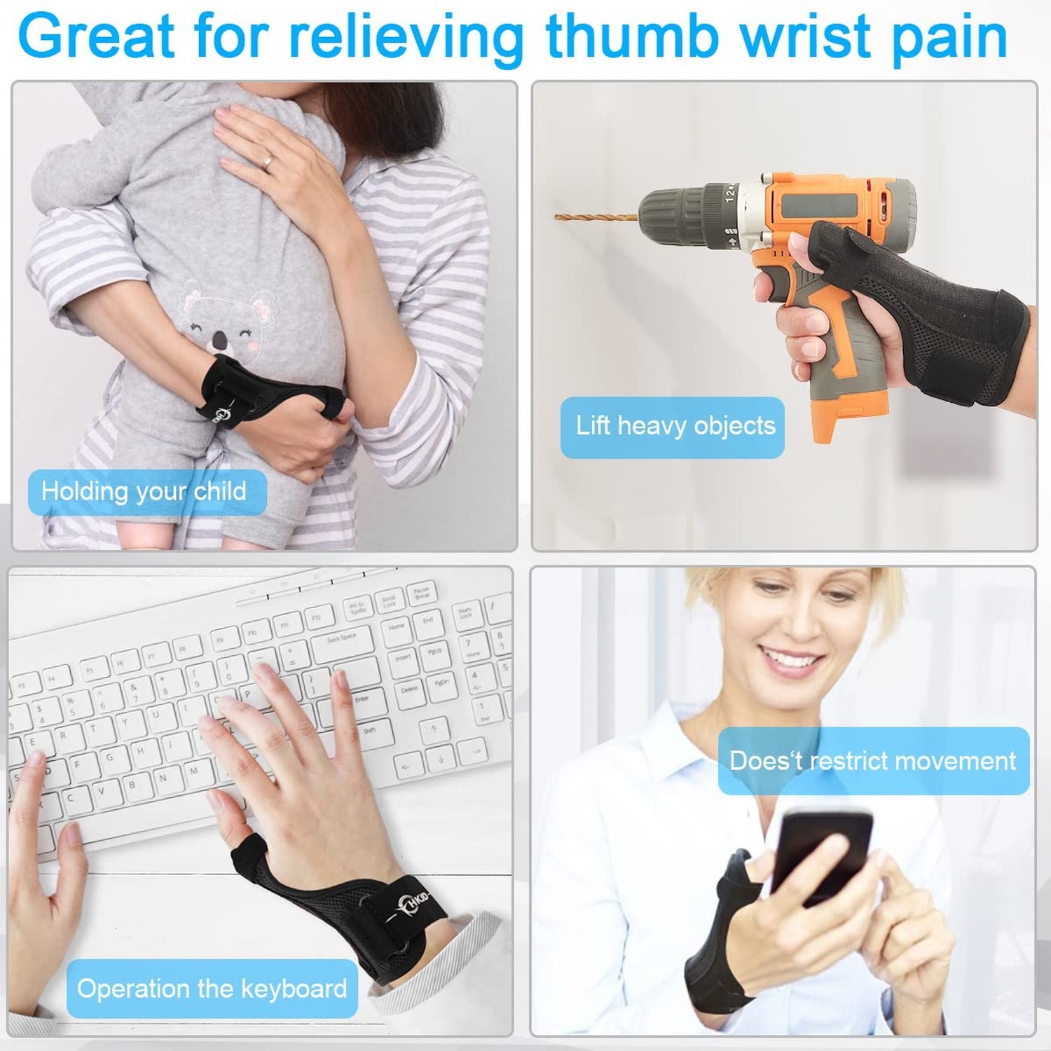 Thumb Spica Splint Reversible Thumb Brace for Pain Relief, Arthritis, De Quer…