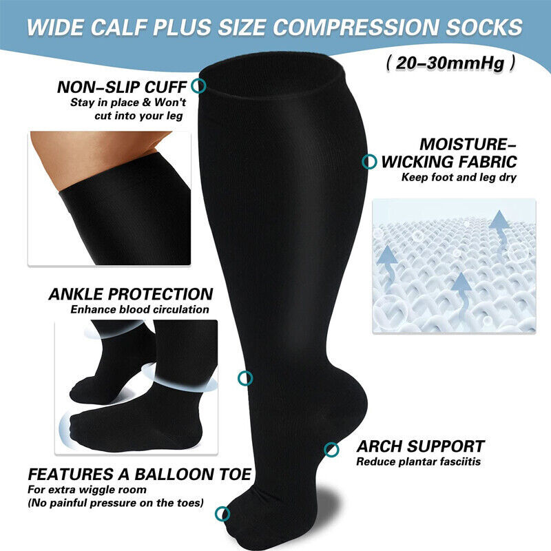 Compression Socks Stockings Knee High Womens Mens Medical 20-30 mmHG S/M-X/XXL
