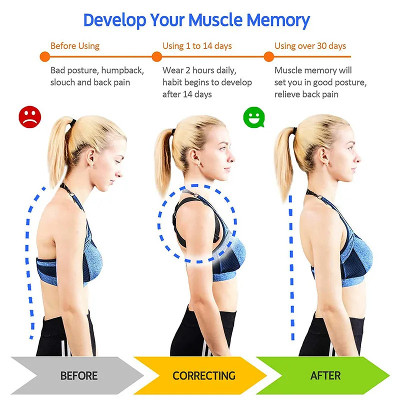 Smart Posture Corrector Sensor Vibration Reminder Adjustable Strap Back