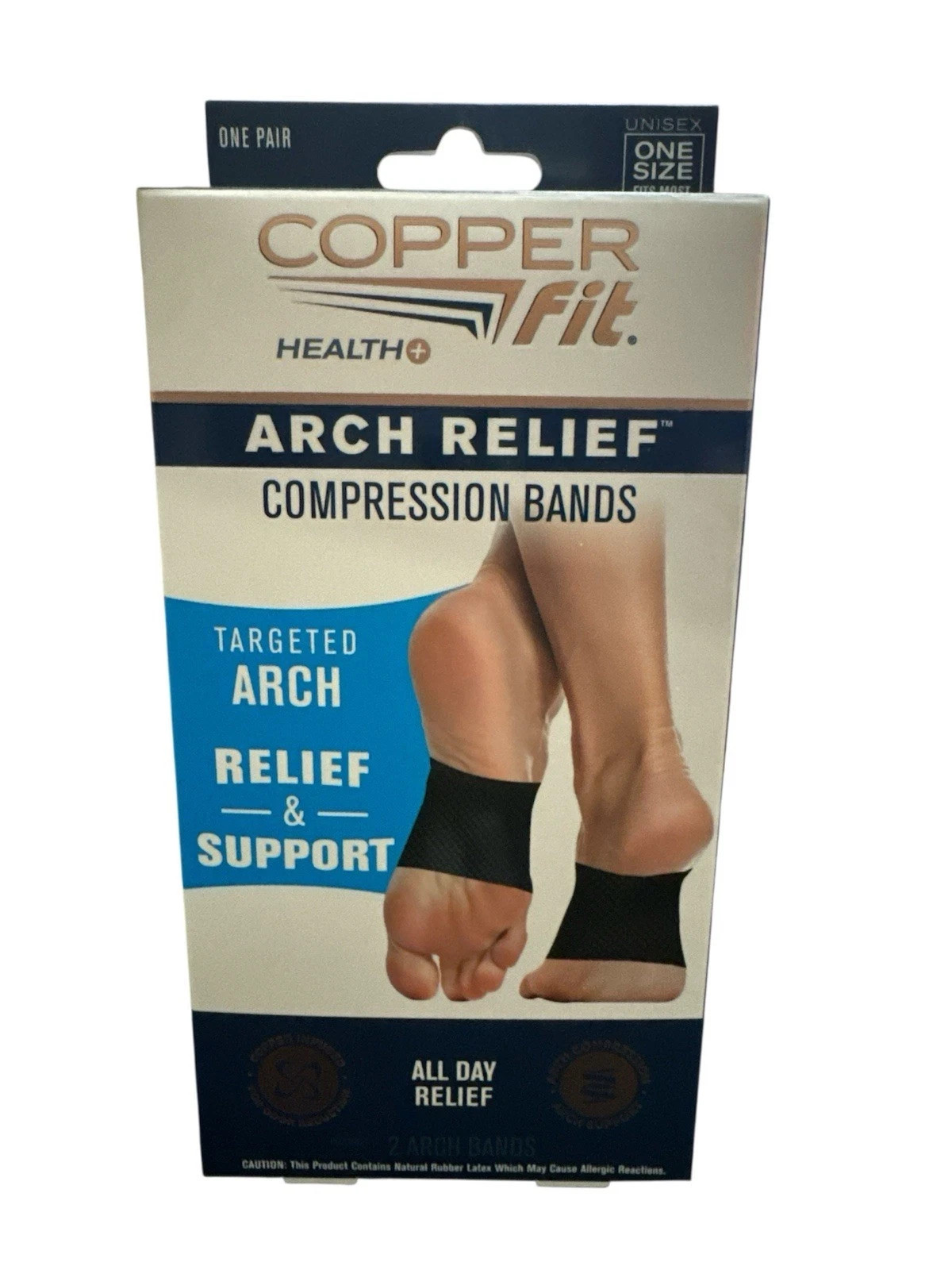 Copper Fit Copper Infused Arch Relief & Support Compression Bands One Size Black