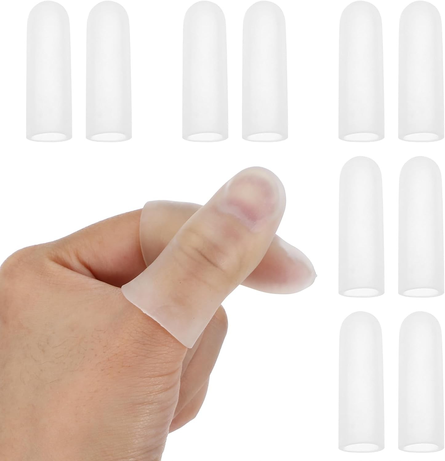 Gel Finger Cots, 10 PCS Gel Finger Protectors Finger Caps Silicone Fingertips Pr