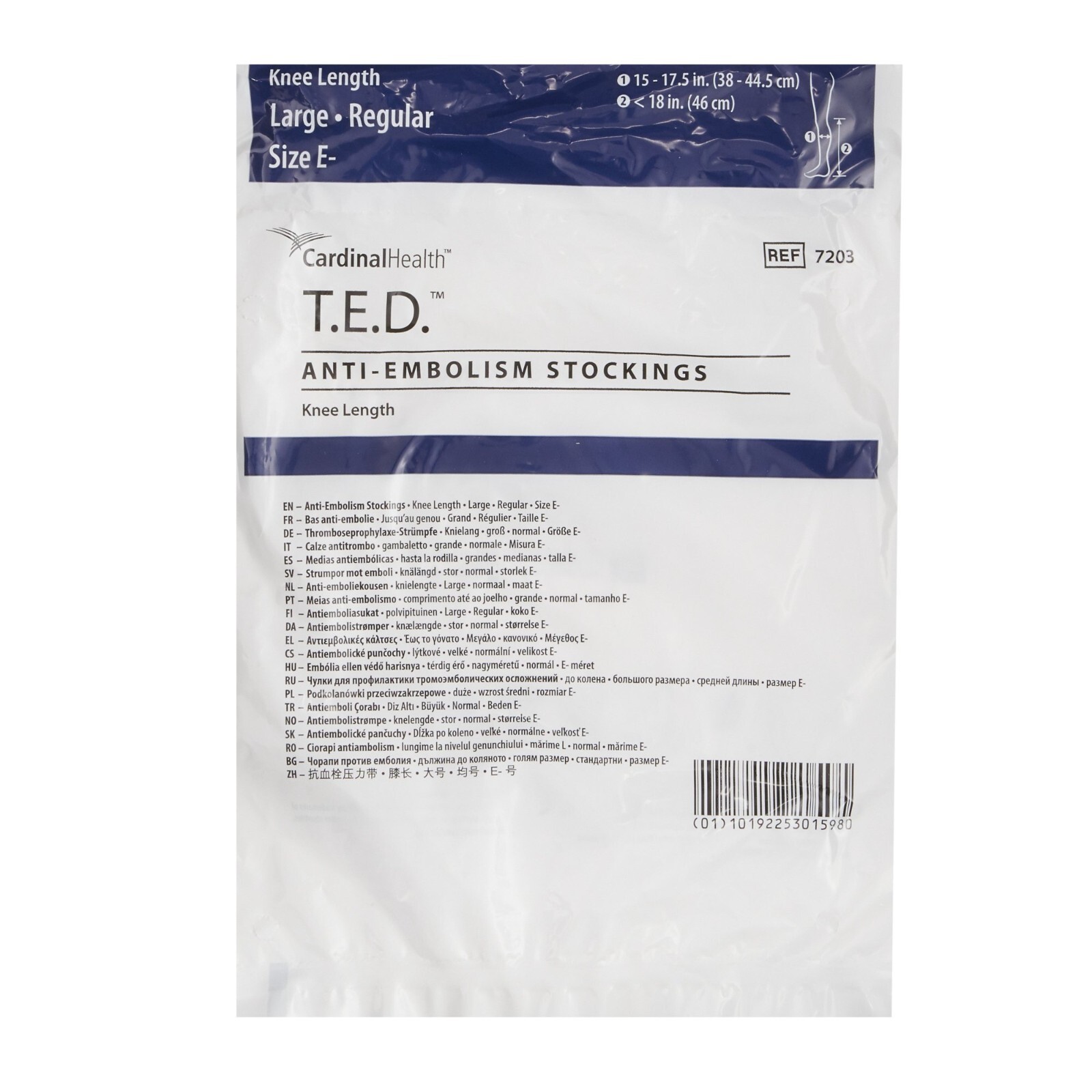 7203 Anti-Embolism Stockings Large, Regular Knee Length KENDALL T.E.D. Exp 10-27