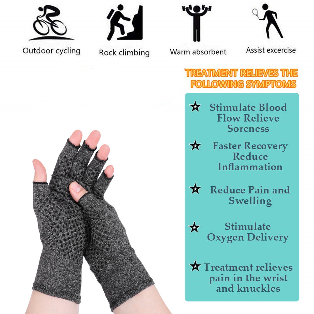 Copper Compression Gloves Arthritis Carpal Tunnel Hand Wrist Brace Support S/M/L