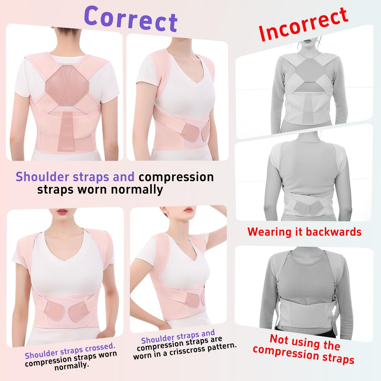 Posture Corrector for and Men Back Brace Upper Back Adjustable Breathable Sho…