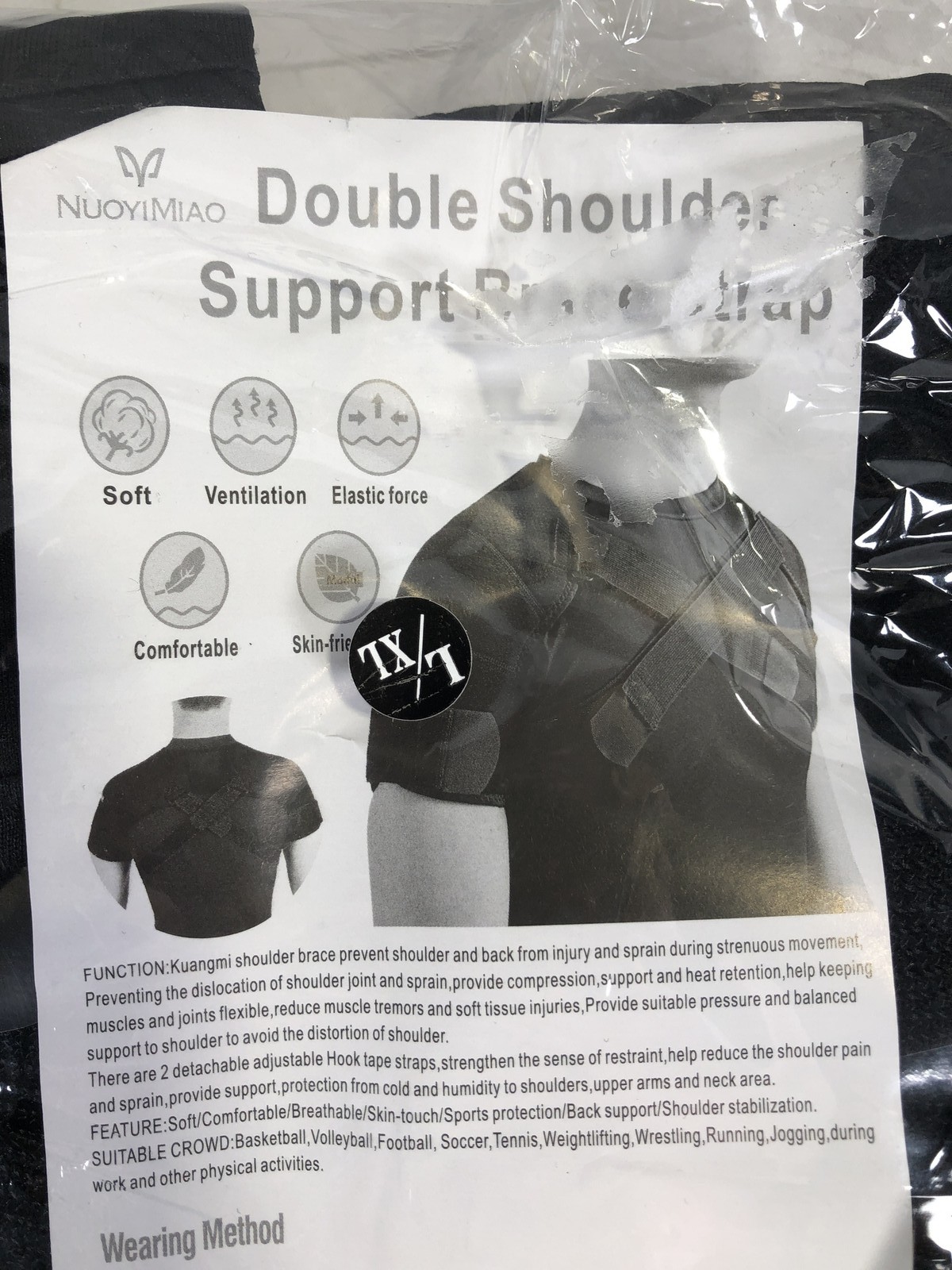 NUOYIMIAO Double Shoulder Support Brace Strap NY-81 L/XL Back