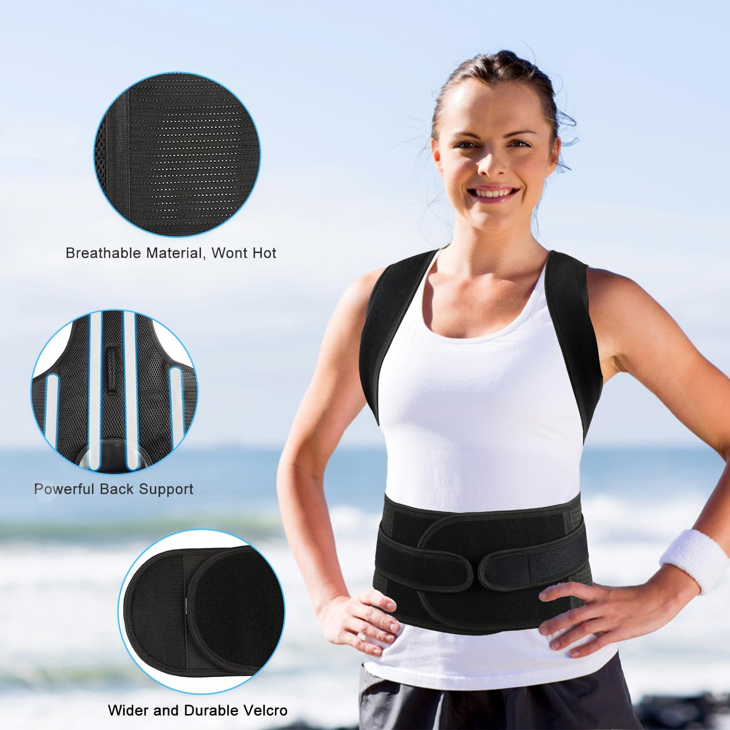 PAZAPO Posture Corrector for Men and Women – Back Small(24-29 Inches), Black
