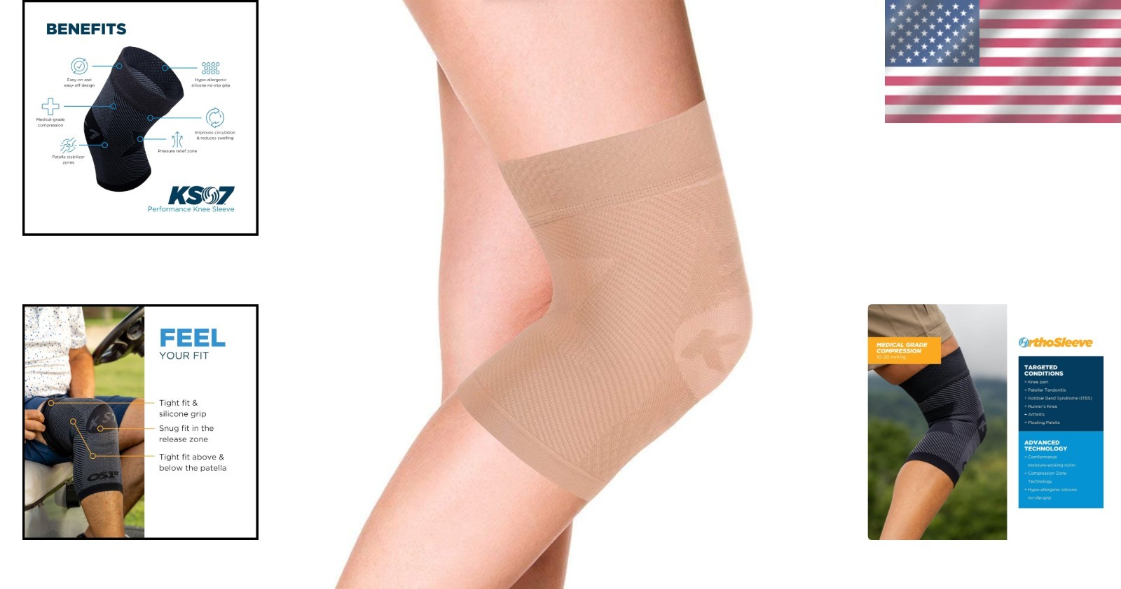 Lightweight Compression Knee Brace for Injury Recovery & Patellar Tendonitis