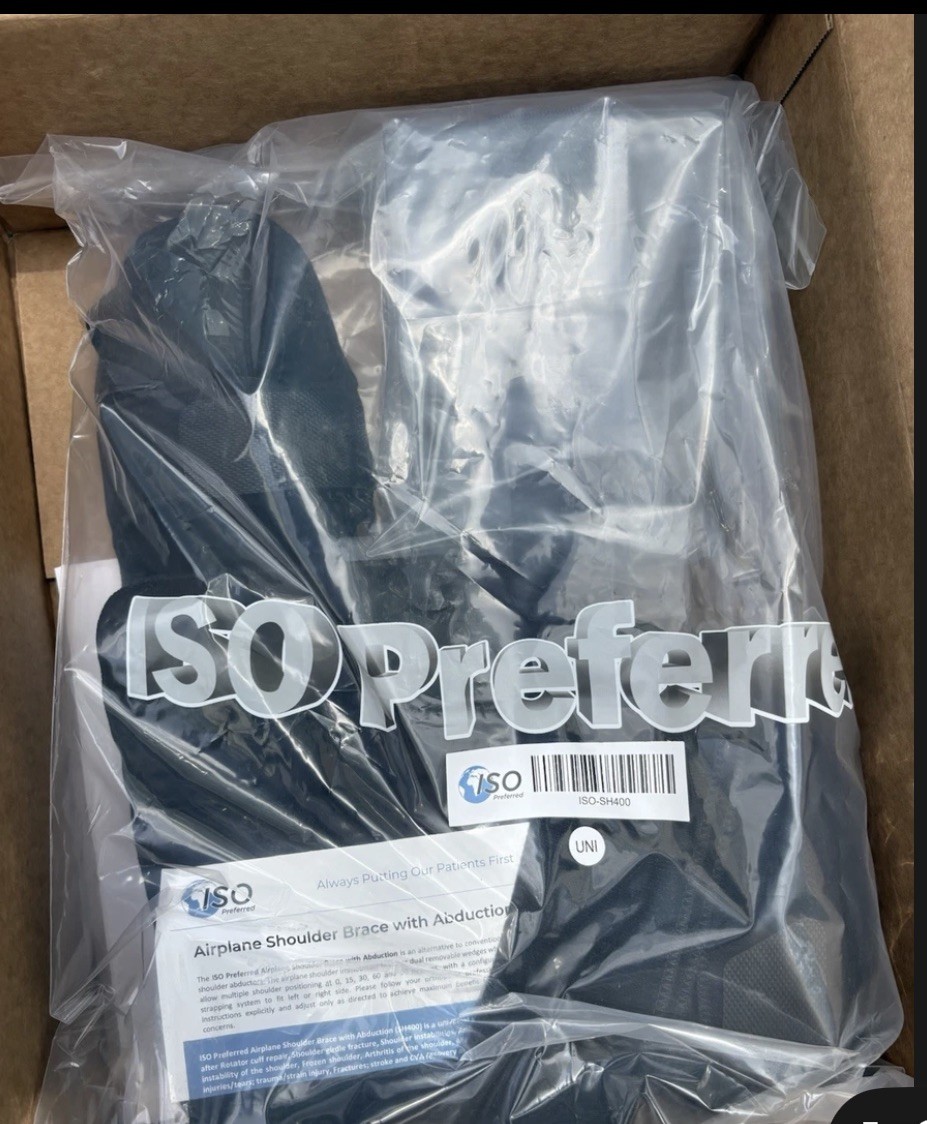 ISO Preferred Shoulder Brace Sling w/ Abduction, Adjustable Strap, UNI, Black