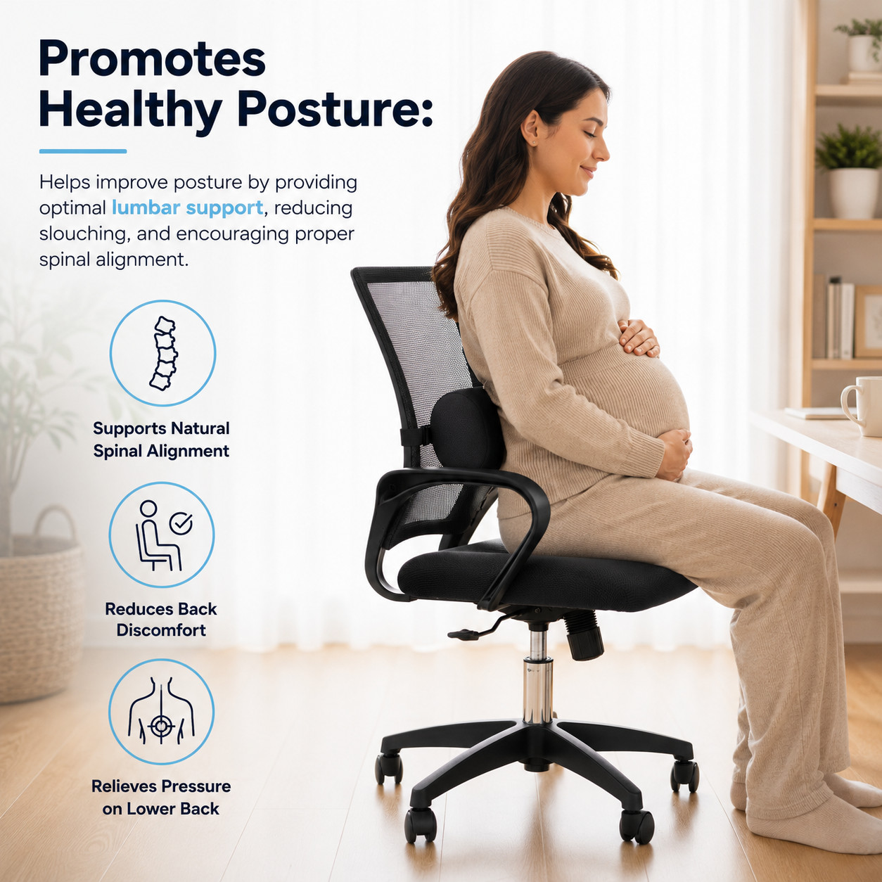 Wonder Roll Inflatable Lumbar Support Pillow–Self Inflating Medical Back Support
