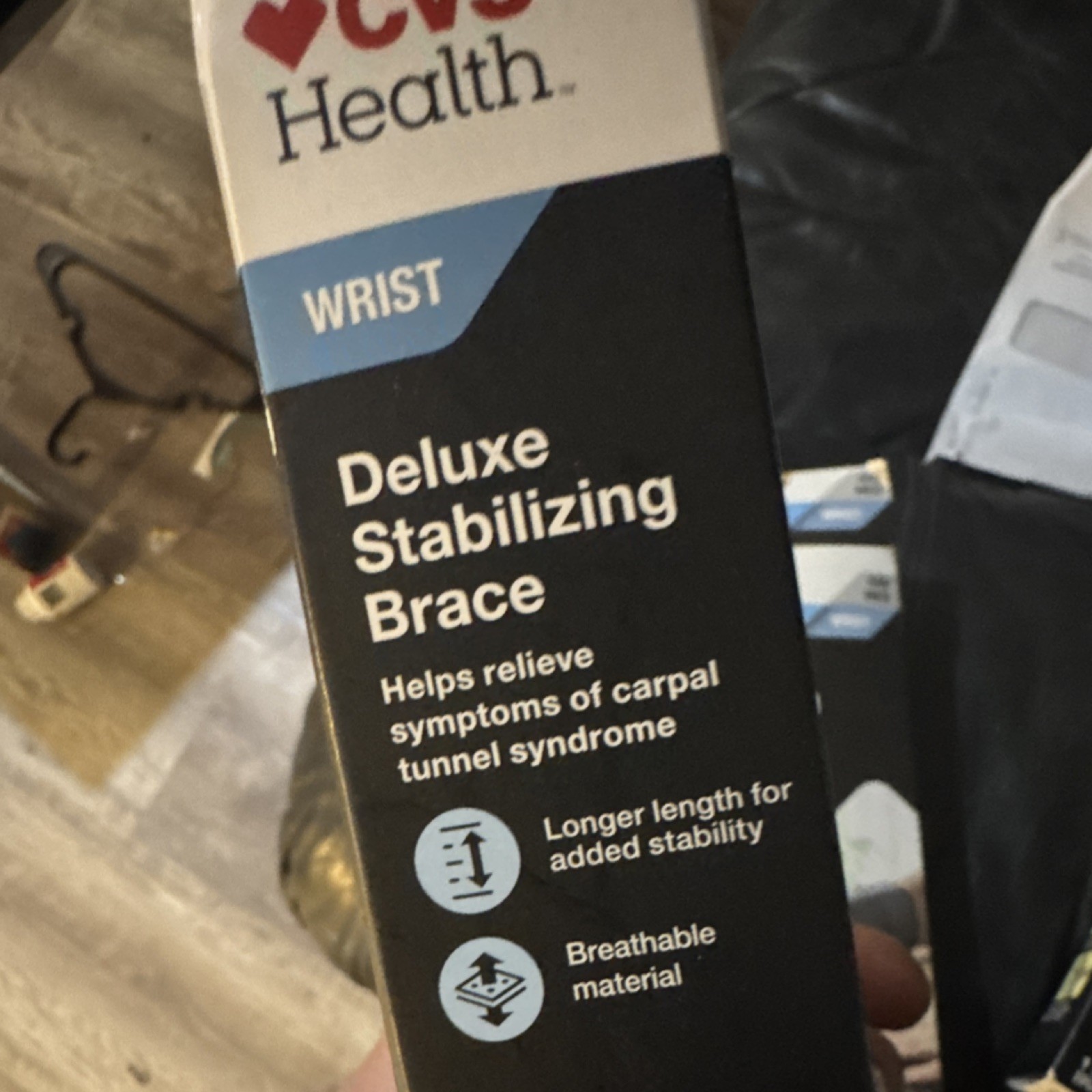 CVS Health Deluxe Stabilizing Wrist Brace XL Black Breathable Adjustable