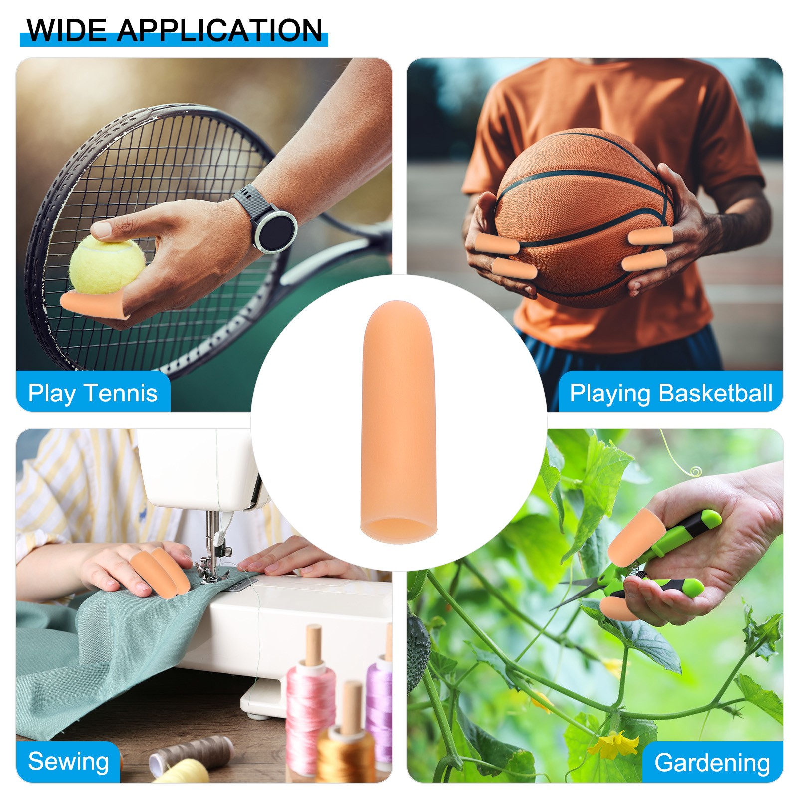 2″ Silicone Gel Finger Cots, 12 Pcs Fingertips Sleeve Protector, Beige