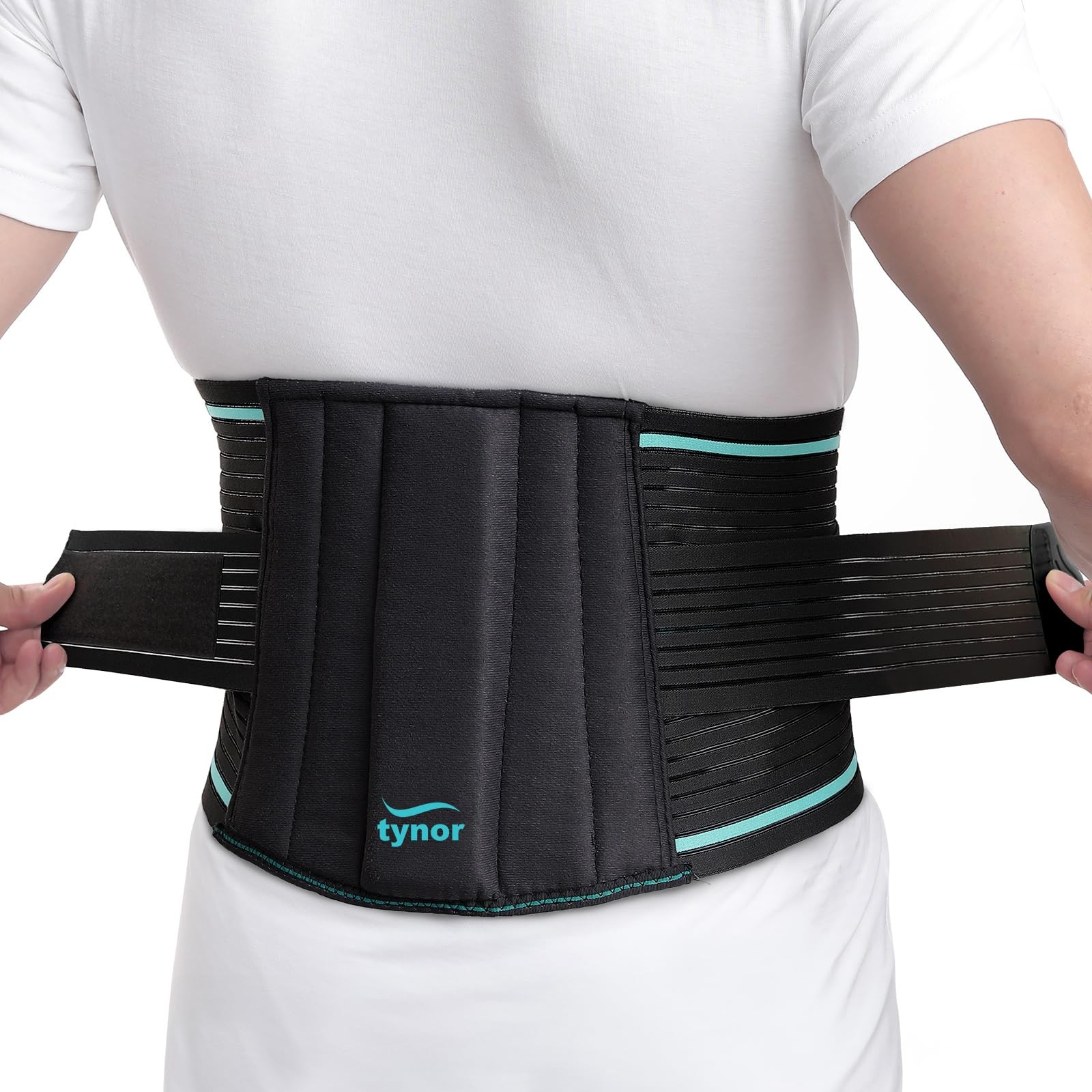TYNOR Back Support Belt Adjustable Brace for Lower Medium, Black