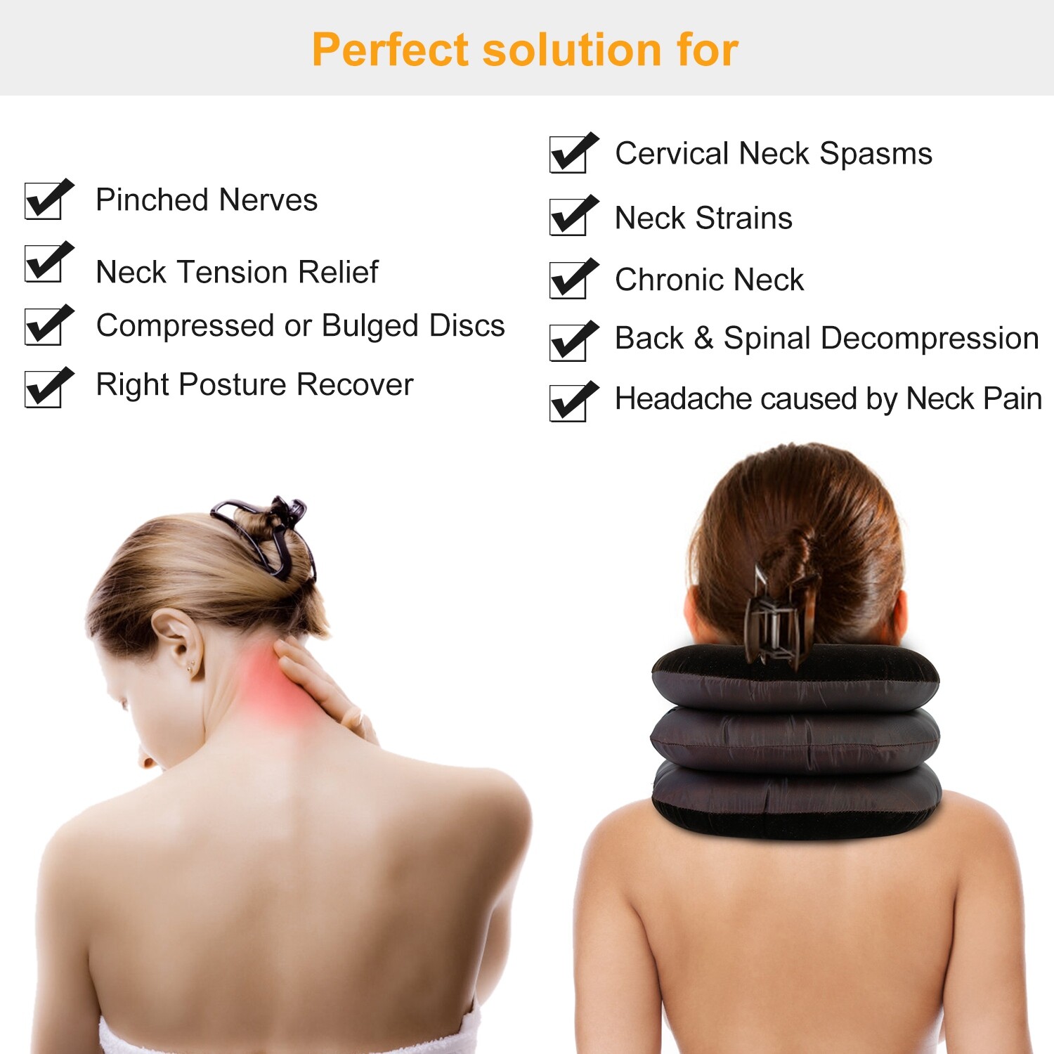 Cervical Neck Traction Device Collar Brace Support Pain Relief Stretcher Therapy