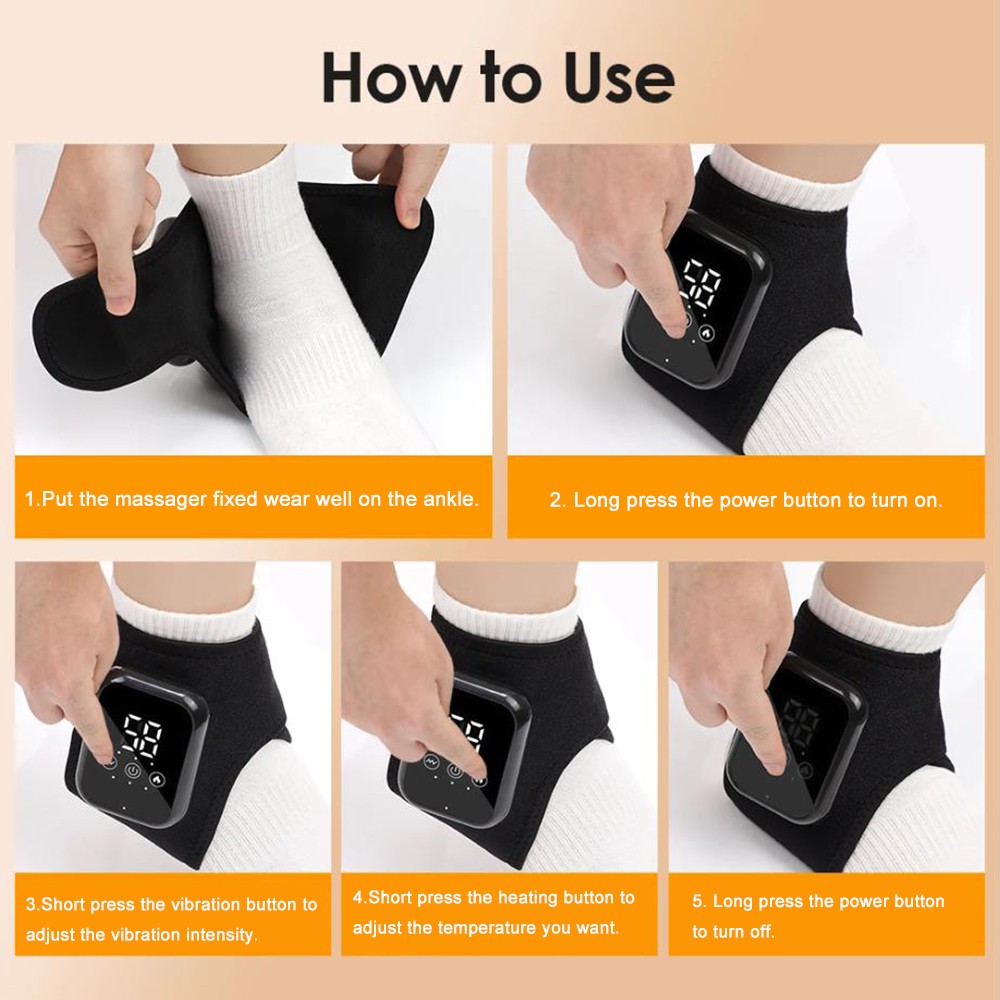 2x Electric Foot Ankle Massager Heating Vibration & Hot Compress Pain Relief