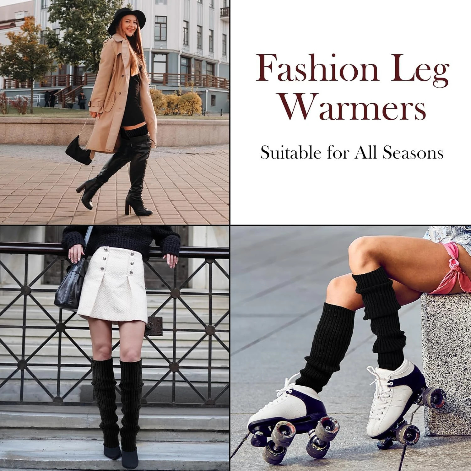 Leg Warmers for Women – Leg Warmers Ribbed Knitted Long Socks for Party Sports