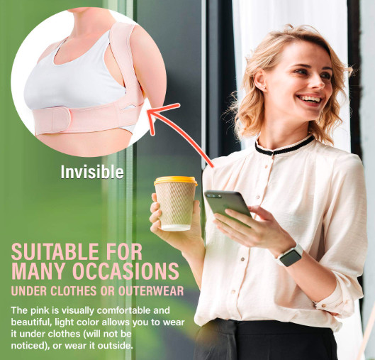 Vicorrect Adjustable Upper Back Brace Posture Corrector for Women S-M (25″-35″)
