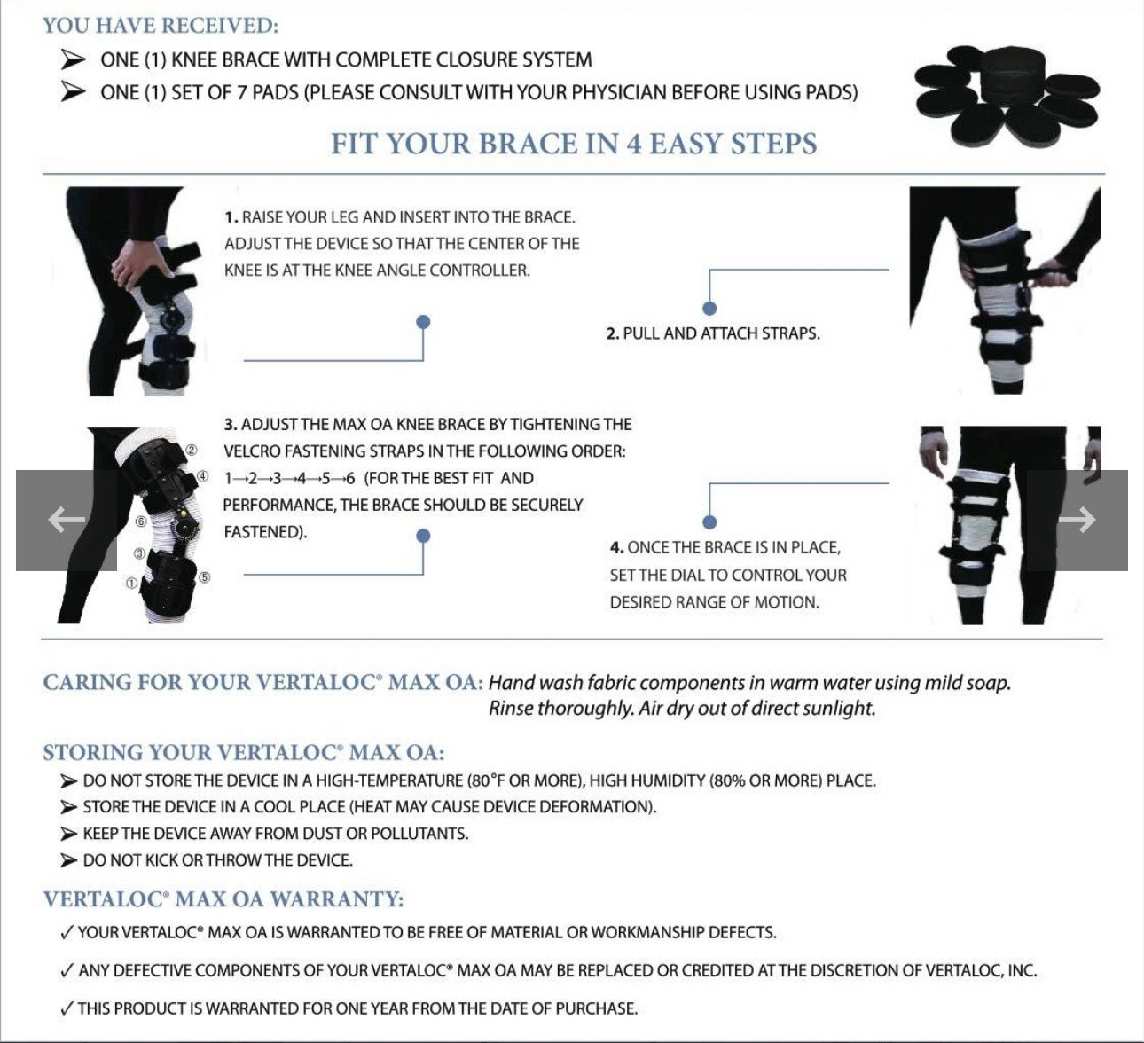 XL Left Vertiloc Functional Knee Brace for ACL/MCL/PCL/Meniscus/Ligament/