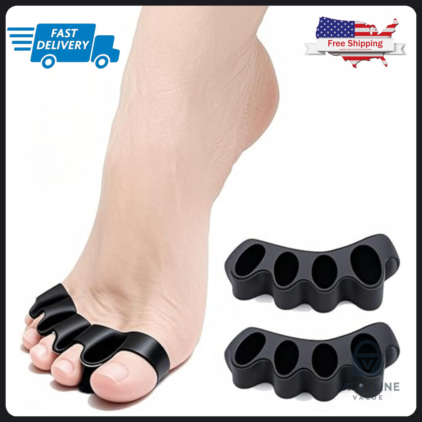 2 Piece Silicone Toe Separator for Bunion and Hammer Toe Relief