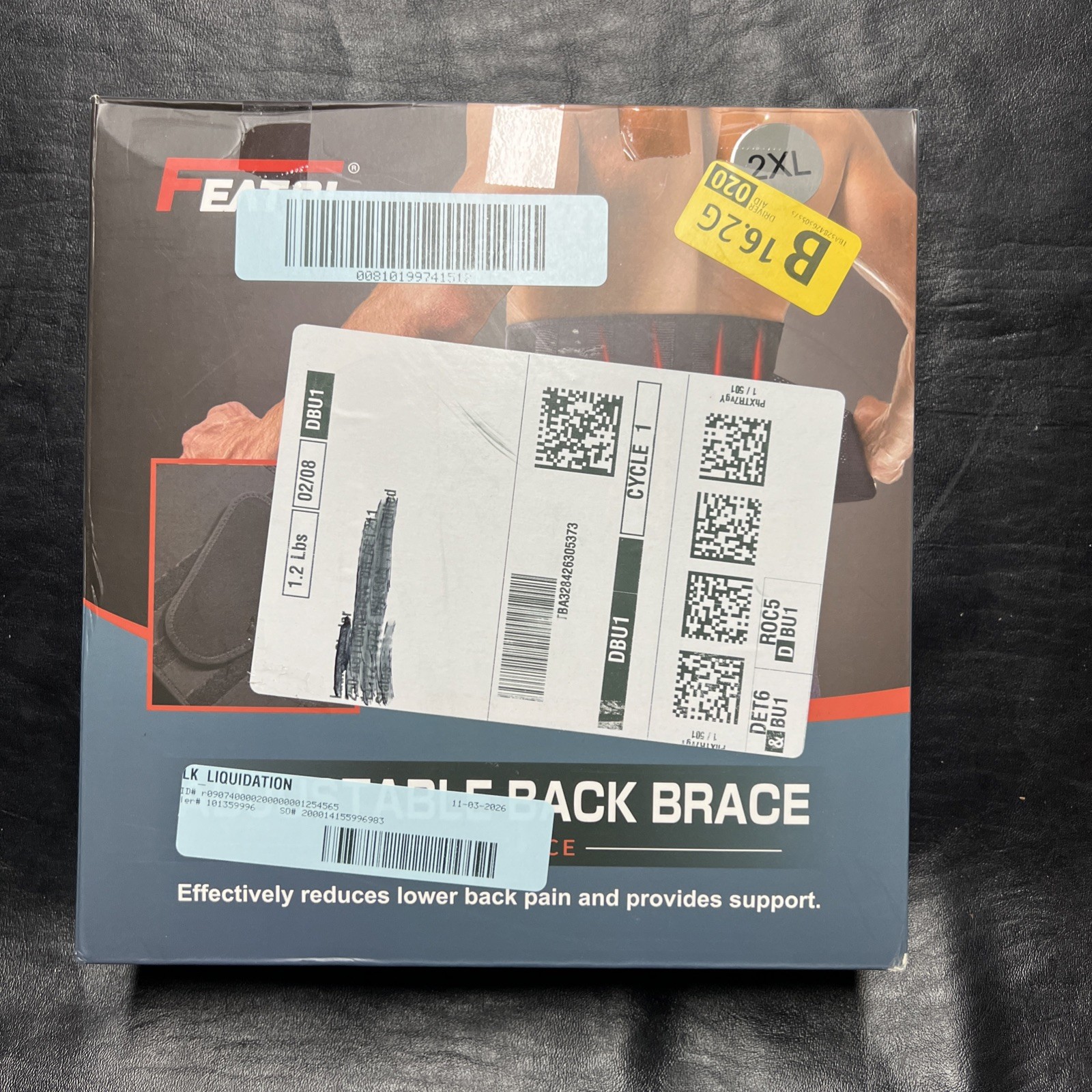 FEATOL Lumbar Support Back Brace. NEW in Box XXL 2X Adjustable Support