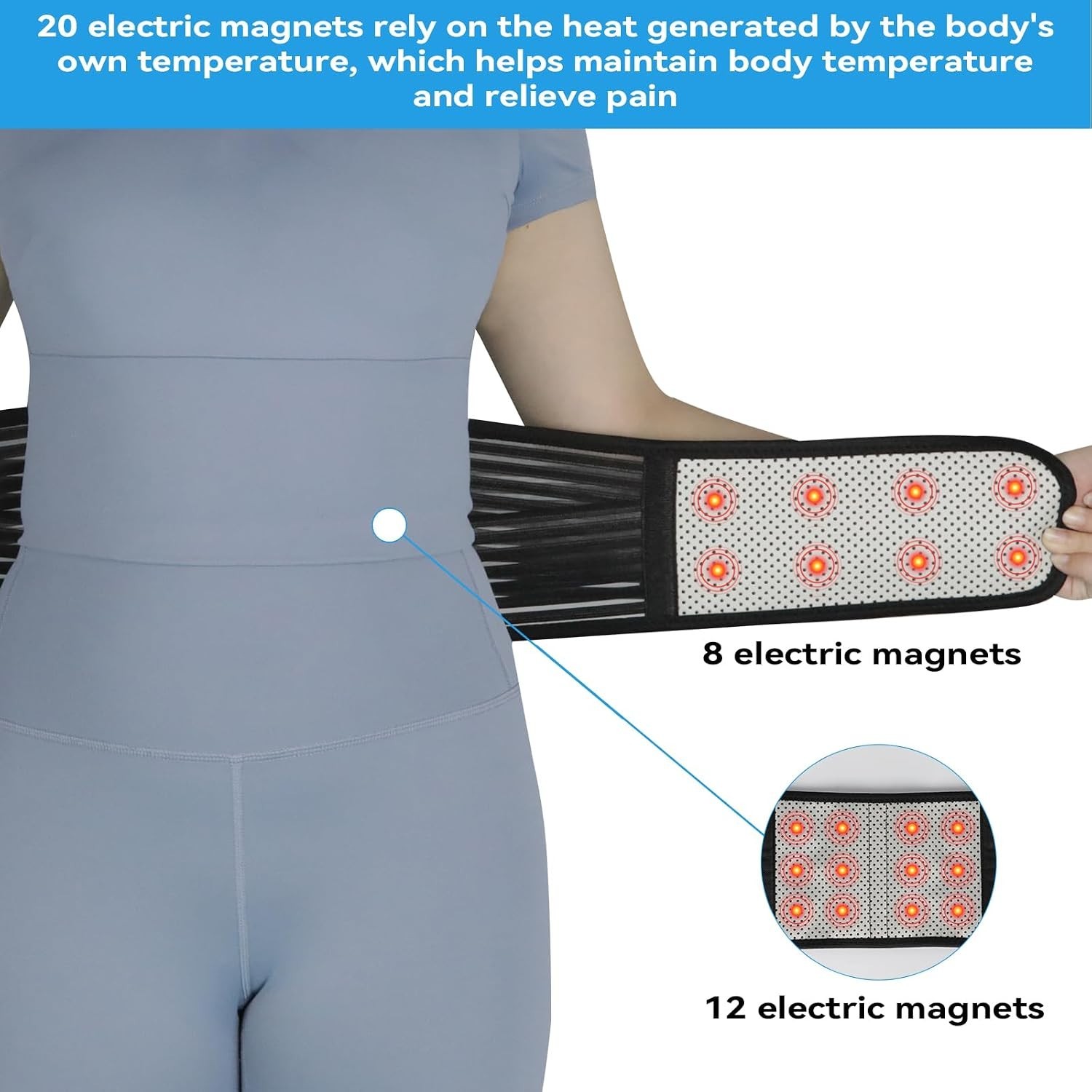 Back Support with Magnet, Tourmaline Back Braces for Lower Back Pain Relief | Ba
