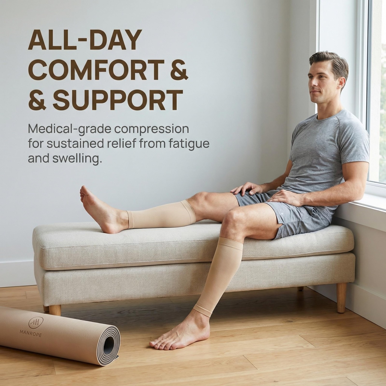 MGANG 20-30mmHg Compression 5X-Large (2 Pair), 1 Pair Black + 1 Beige