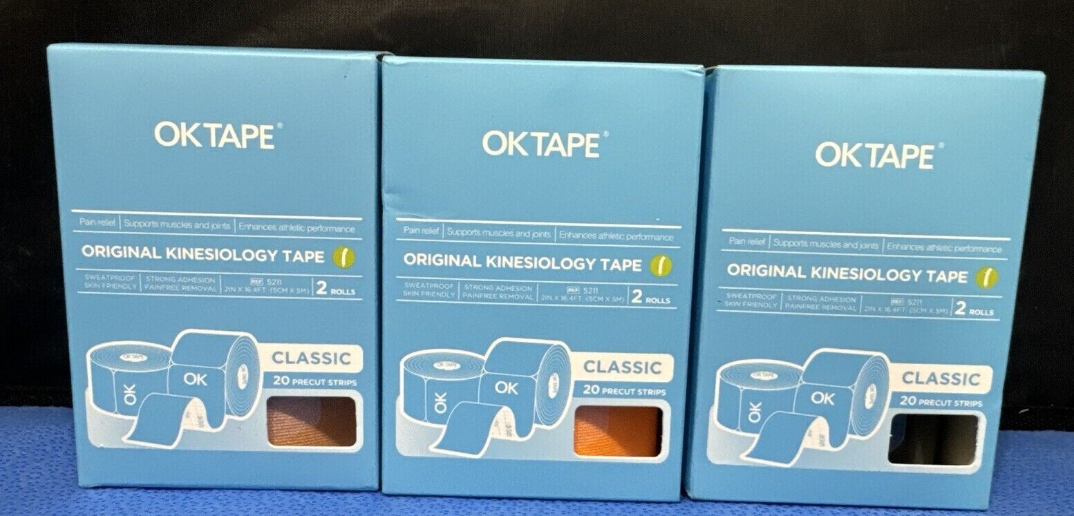 OK TAPE PRO Kinesiology Tape – 2inch x Long Roll 16ft Free Cut Tape – 2 Rolls